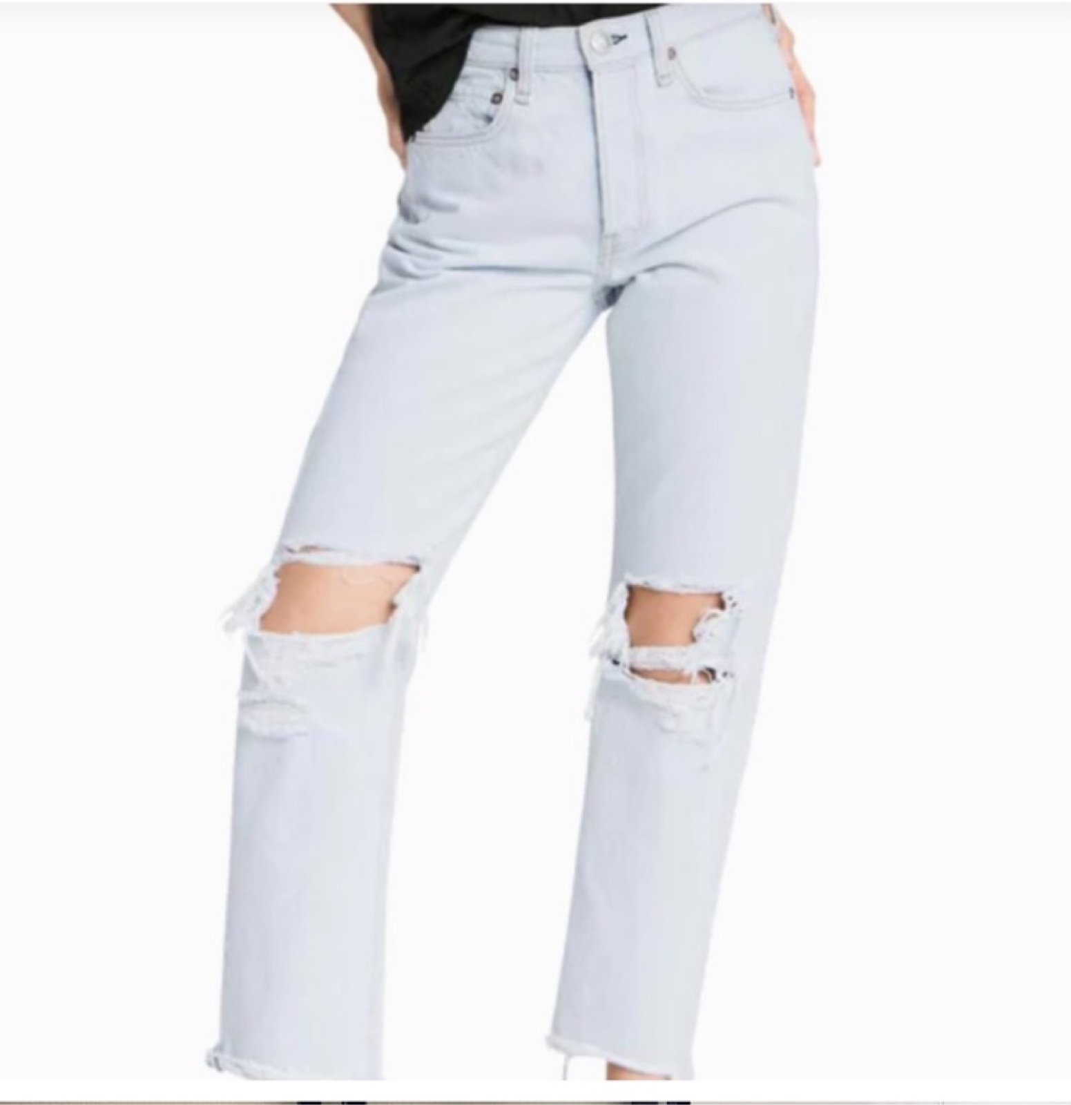 Rag & Bone Light Wash Maya Distressed High-rise ankle slim Jeans