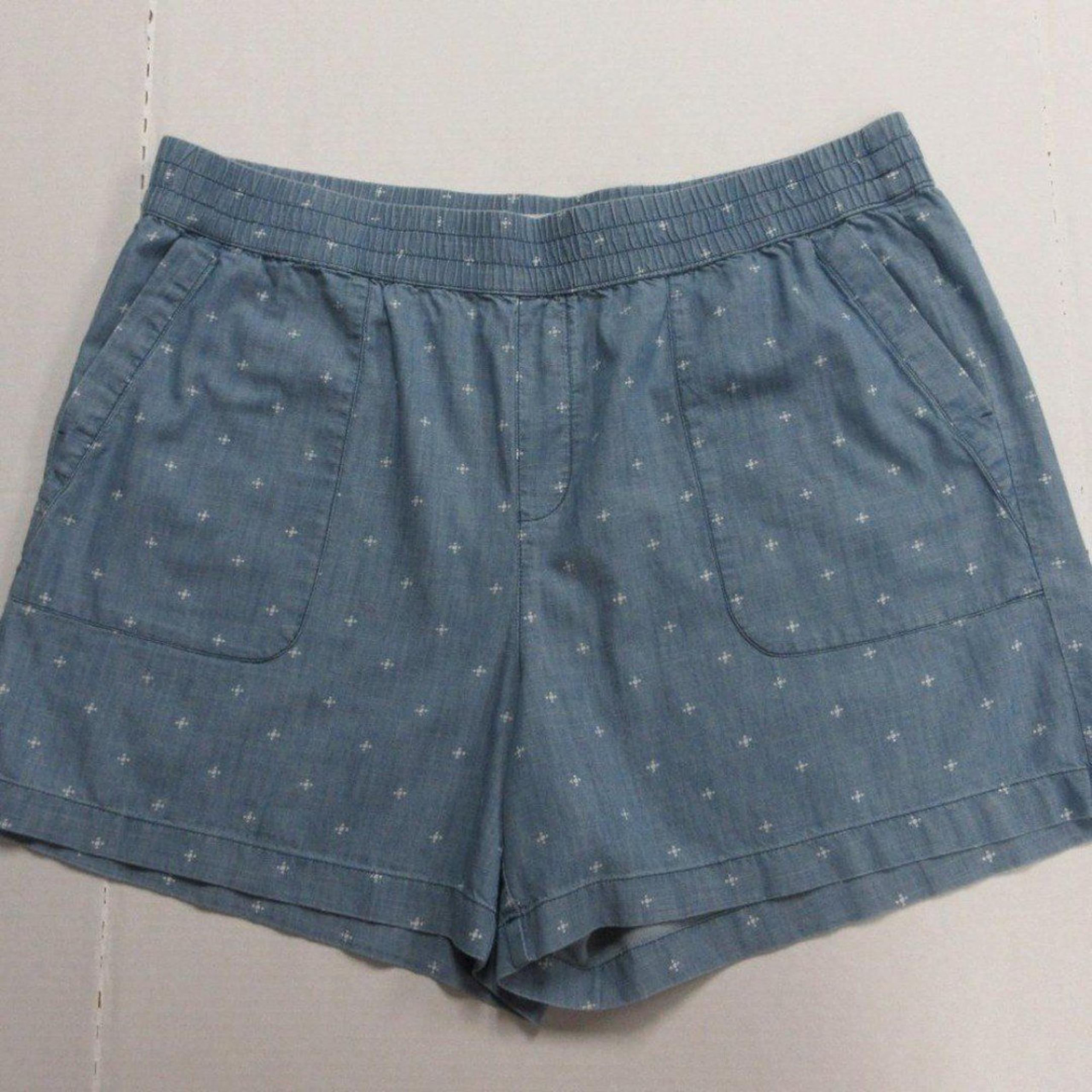 SONOMA Mid Rise Ultra Comfort Waistband PULL ON Shorts Women's Sz OX Blue Cotton