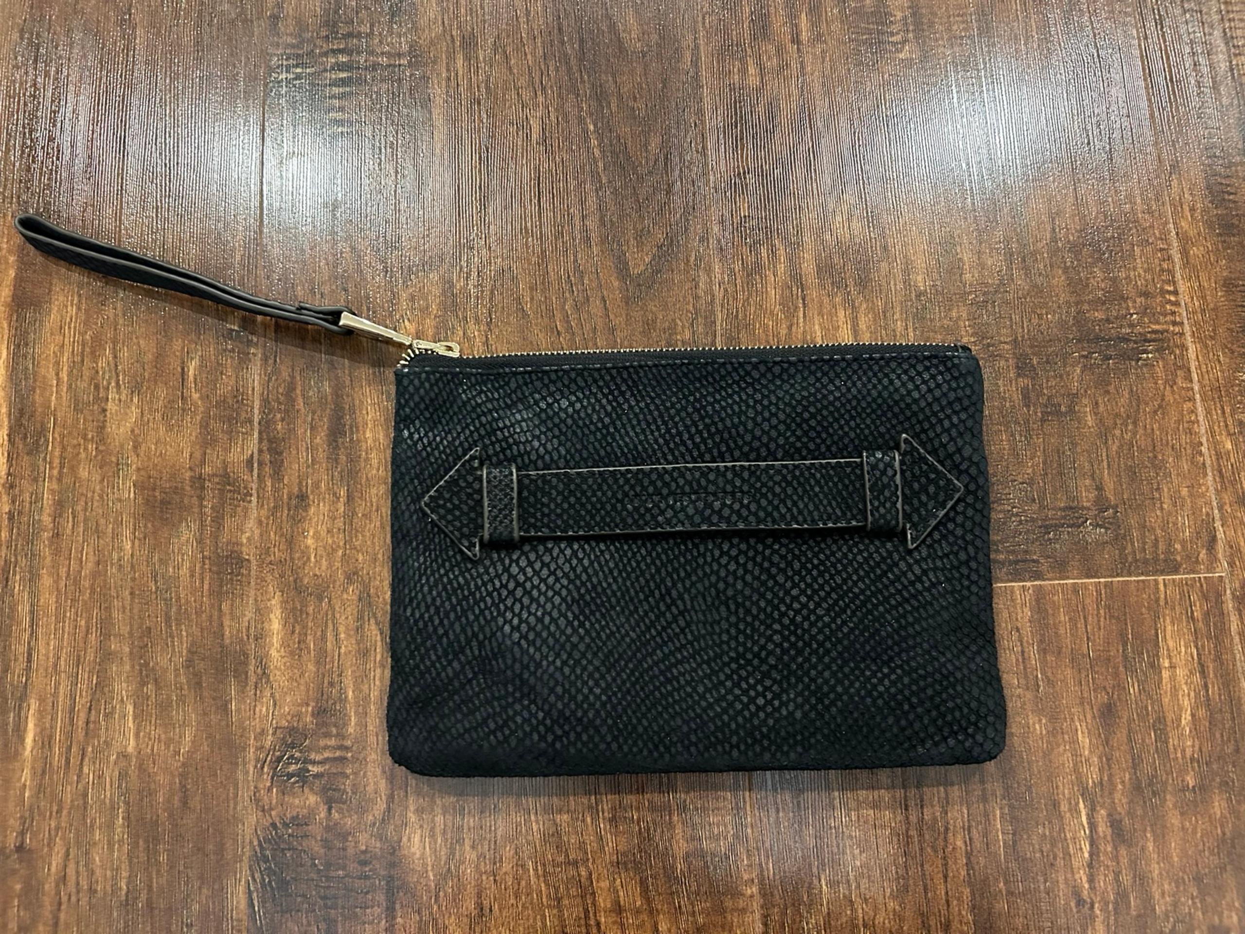 Aimee Kestenberg Black Leather wristlet clutch