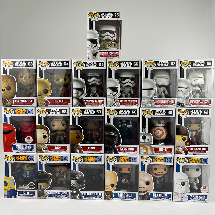 Funko Pop Star Wars Bobble-Heads Lot Of 19 Kylo Ren Chewbacca C-3PO & More