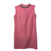 Vintage 60's Sleeveless Shift Dress Pink Striped Trim Neckline Polyester