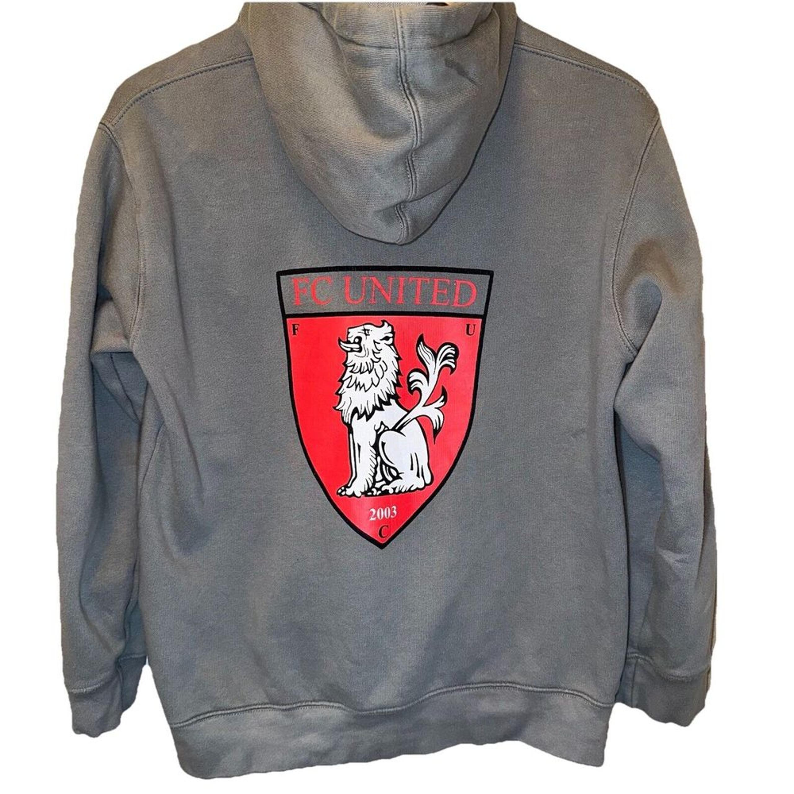 Soccer 2003 FC United Gray Hoodie Mens M Long Sleeve Gray Football