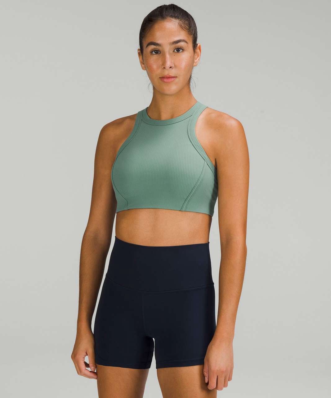 Lululemon Ribbed Nulu High Neck Yoga Bra size 6 Tidewater Teal TIDT