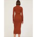 Ronny Kobo Dress Womens Medium Orange Cut Out Knit Twisted Sweater Mock Neck