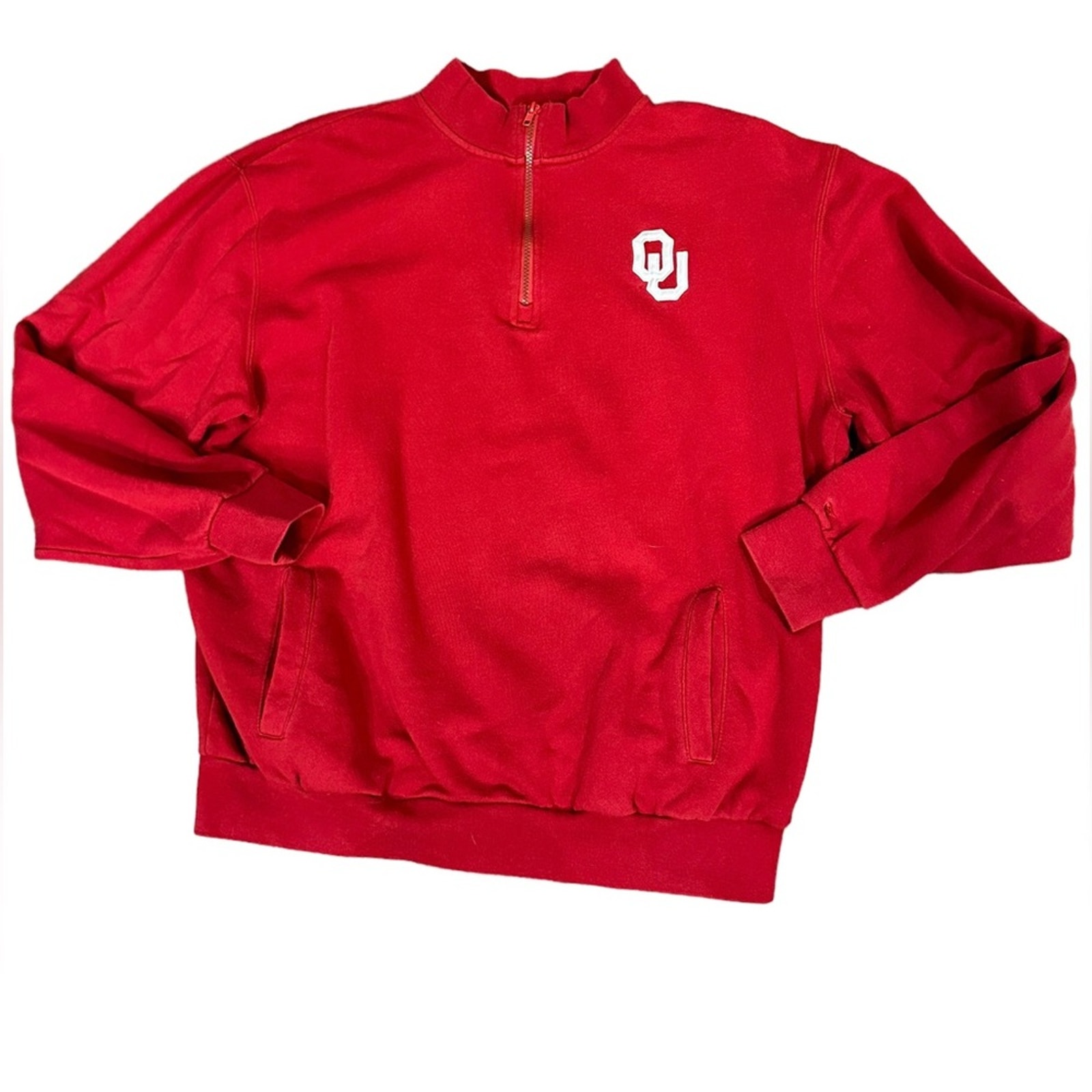 Colosseum Adult XL Quarter Zip shirt in Red with OU Logo and Pockets