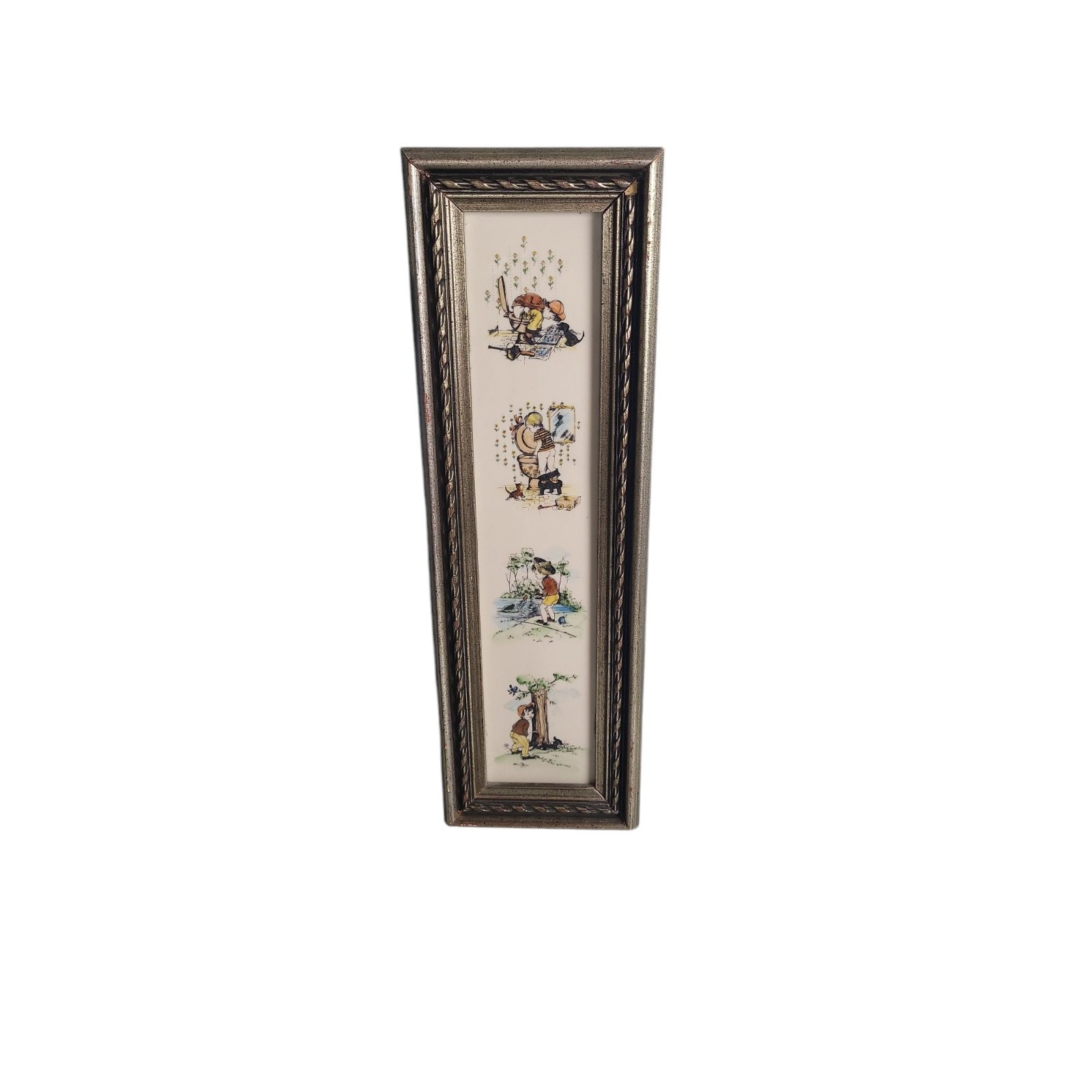 Kay Harsha Marvetti Cultured Ivory Engraving Guild Art Little Boy Bathroom Decor