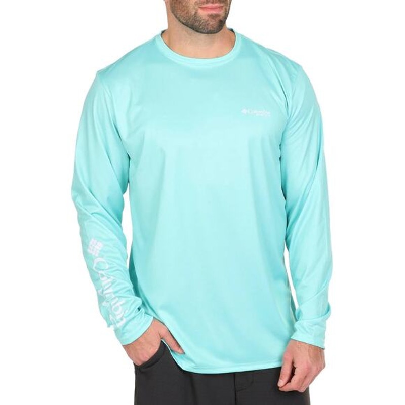 Columbia Men's PFG Florida Fish Flag Long Sleeve Tee - Sage Green, Size XL