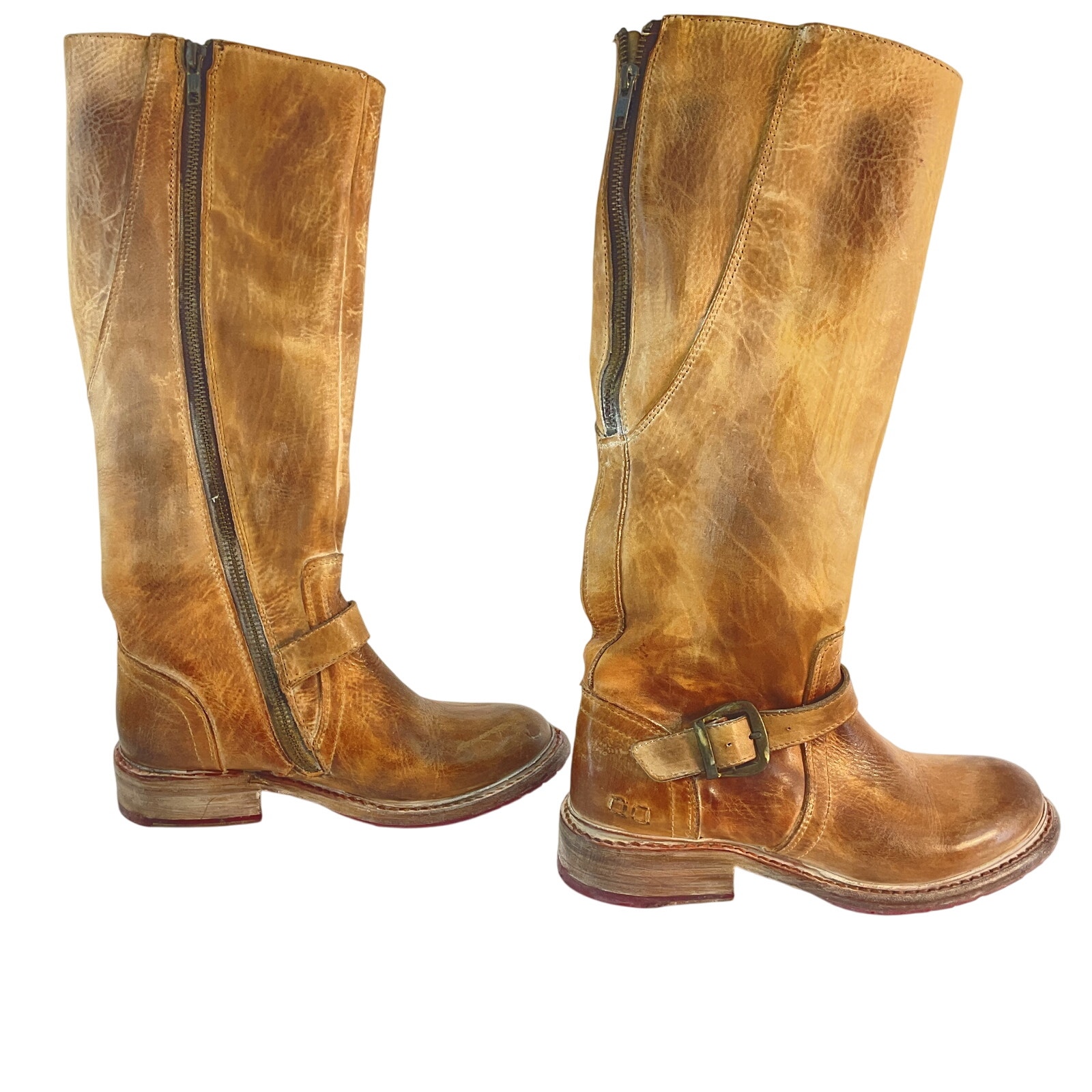 BED|STU Glaye Tan Leather Riding Boots Women Size 6 Pre-Owned