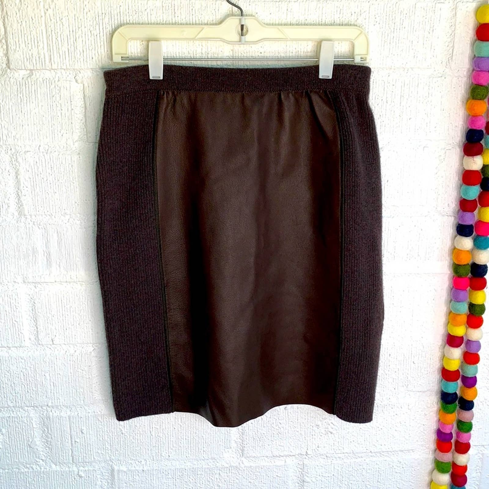 MaxMara Women's Cashmere Wool Leather Short Skirt sz L