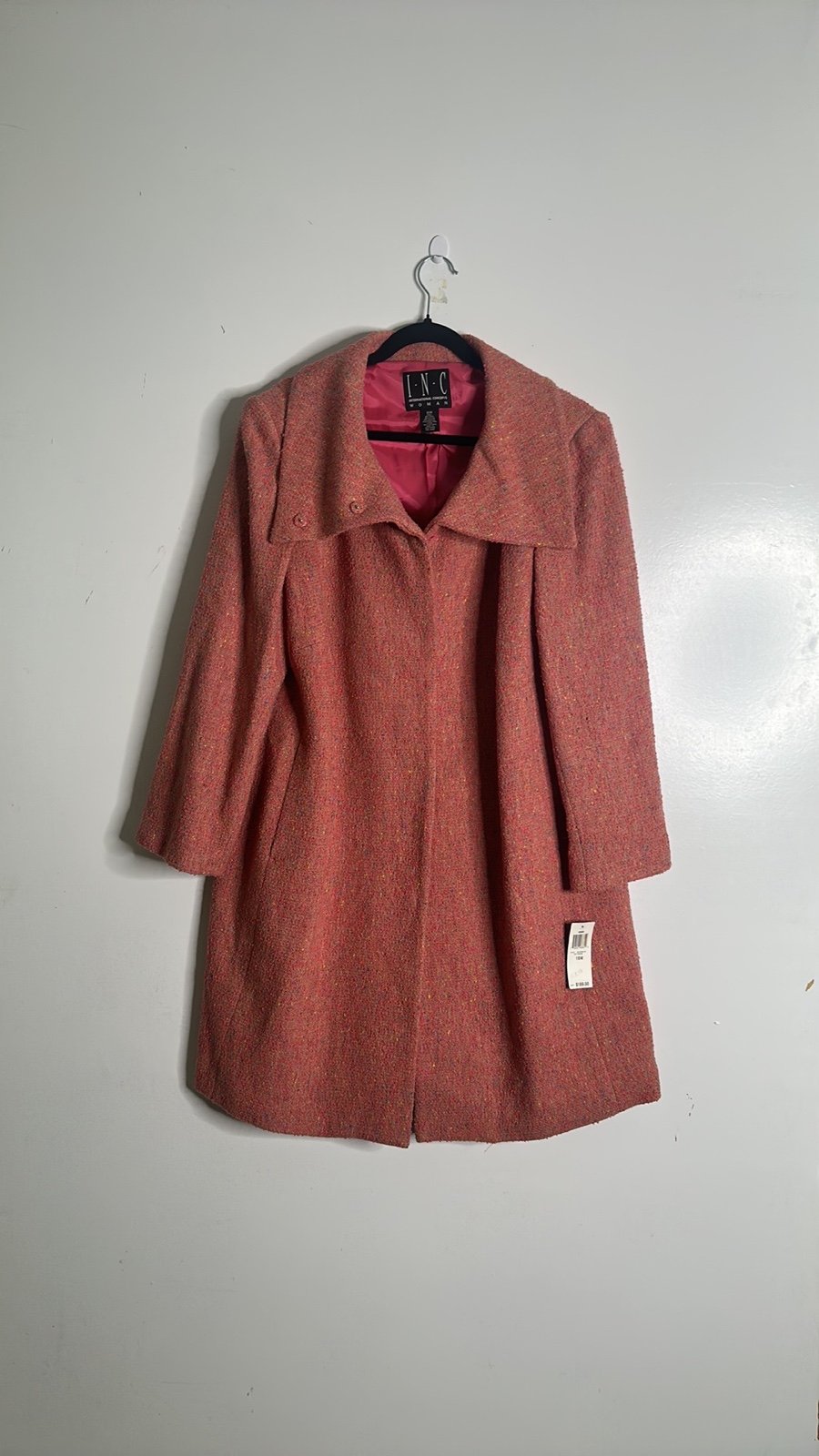 Inc salmon pink wool blend coat size 16