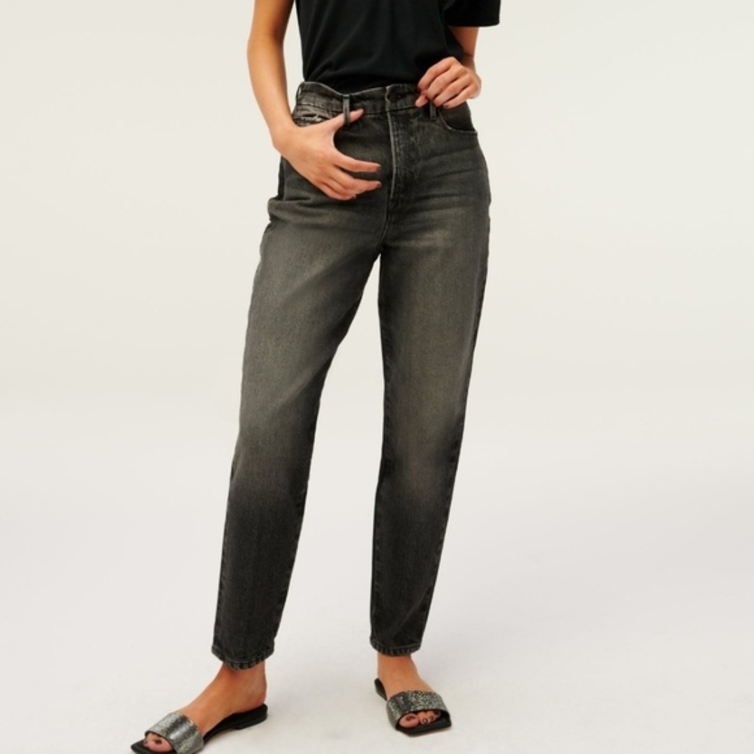 Good American Good Mom High Rise Vintage Black Jean NEW