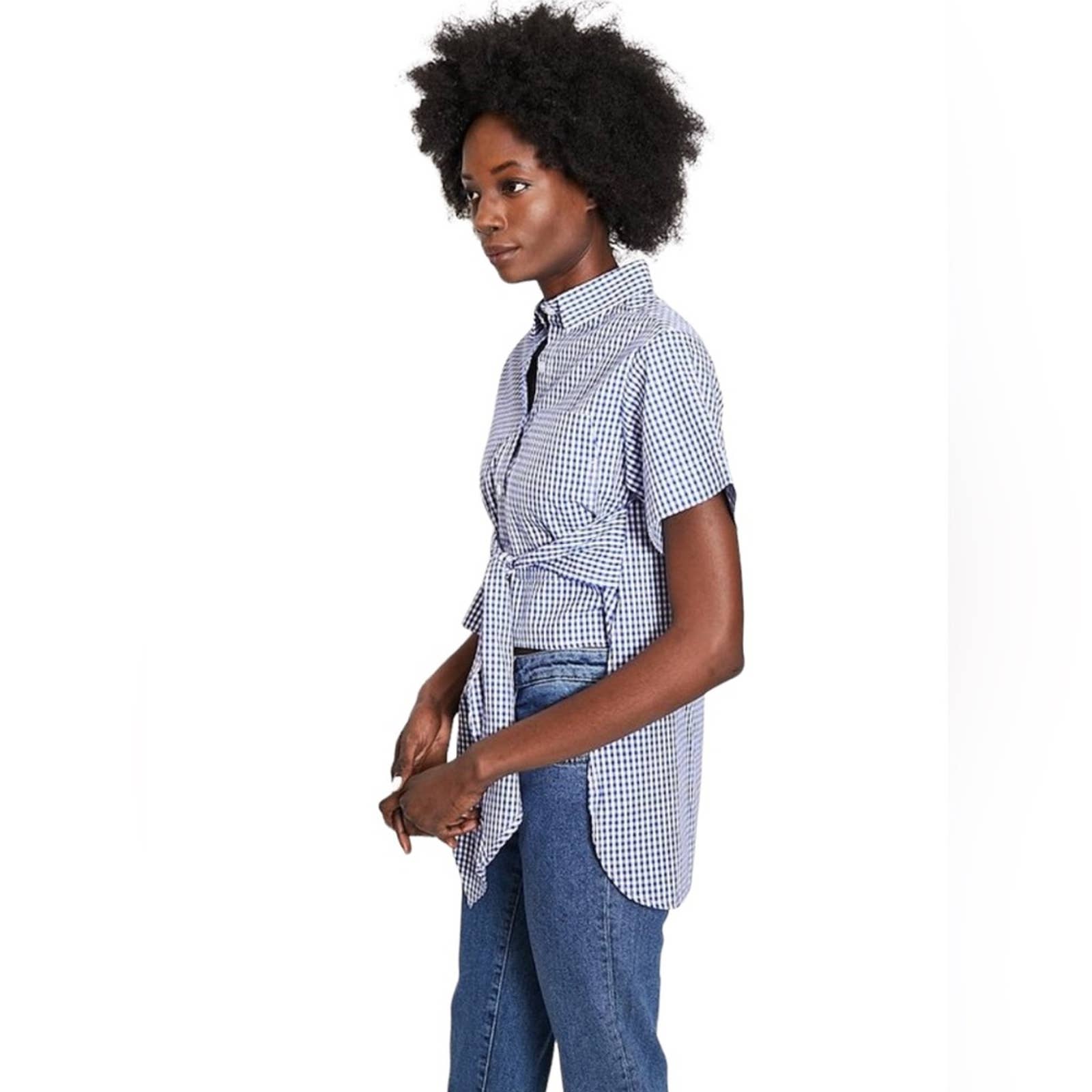 NWOT Toit Volant Marguette Shirt Sz XS Blue Gingham