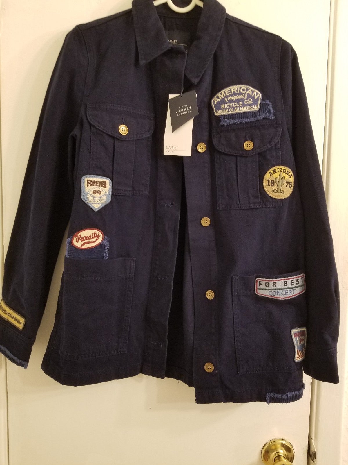 Zara Trafaluc women denim patch jacket