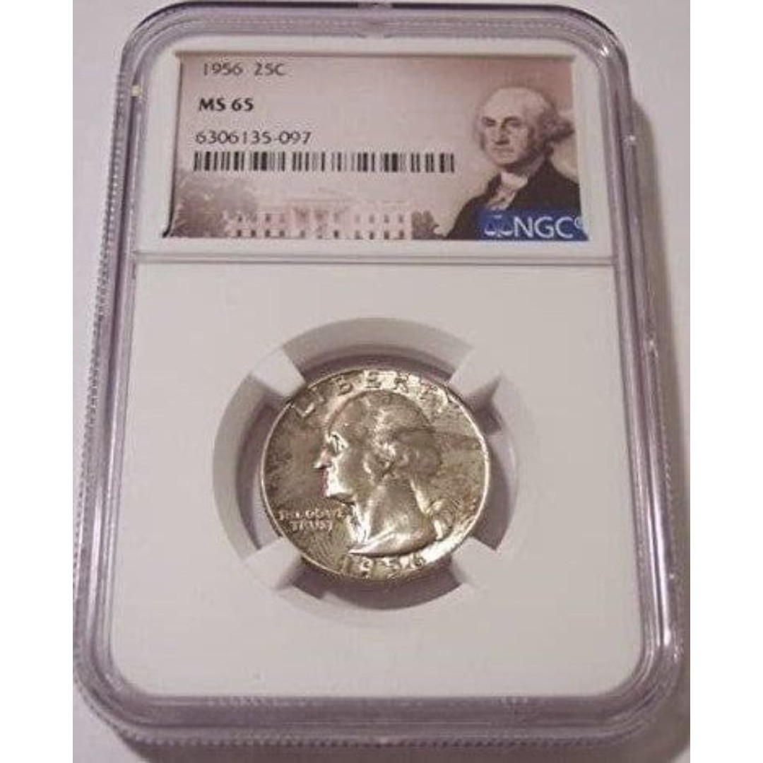 1956 Washington Quarter MS65 NGC Obverse Toning Portrait Label