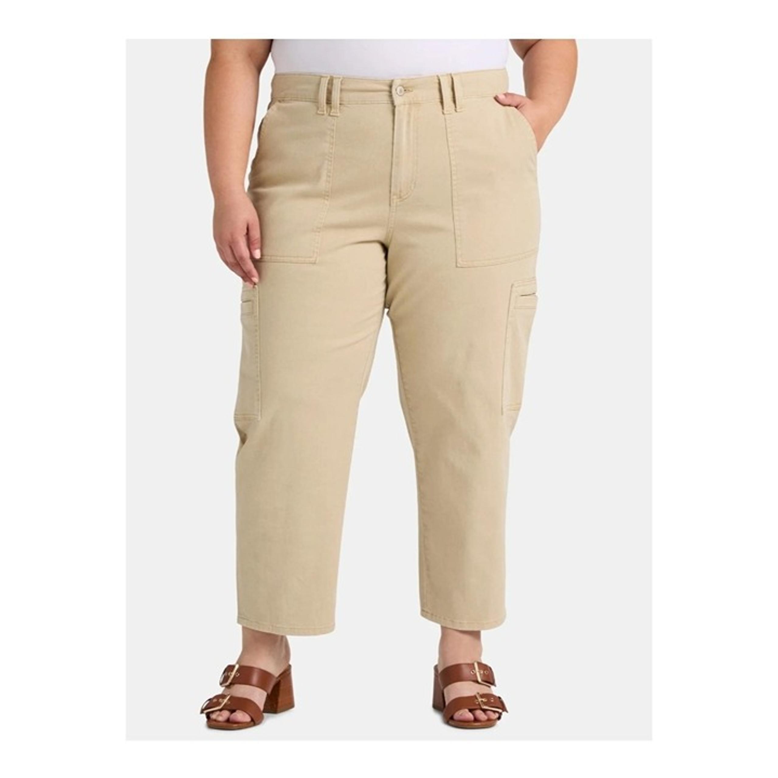 NWT Terra & Sky Women’s Plus Size Utility Pants – Size 20W – Beige - Waist 45.5"