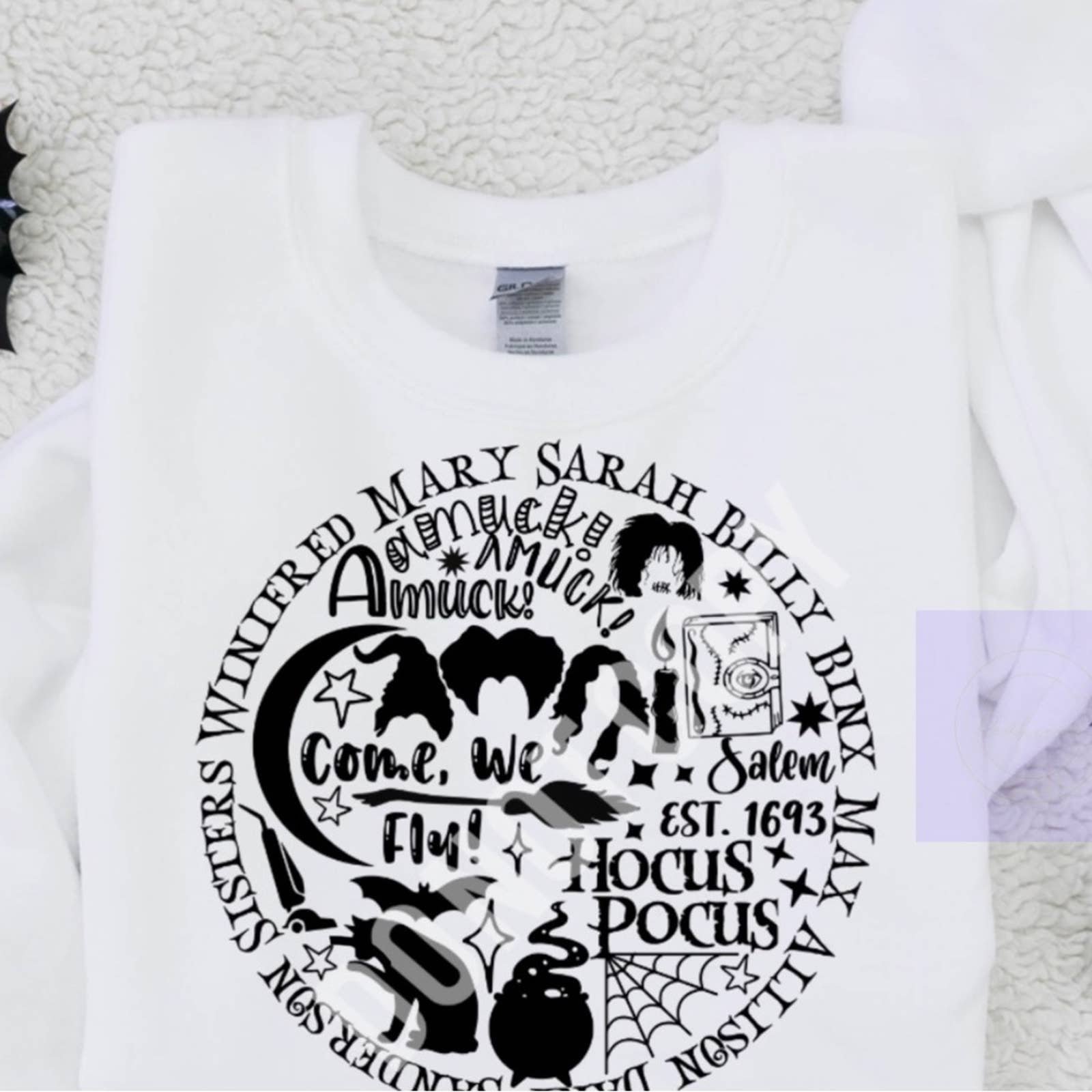 Hocus Pocus white sweatshirt unisex sizing