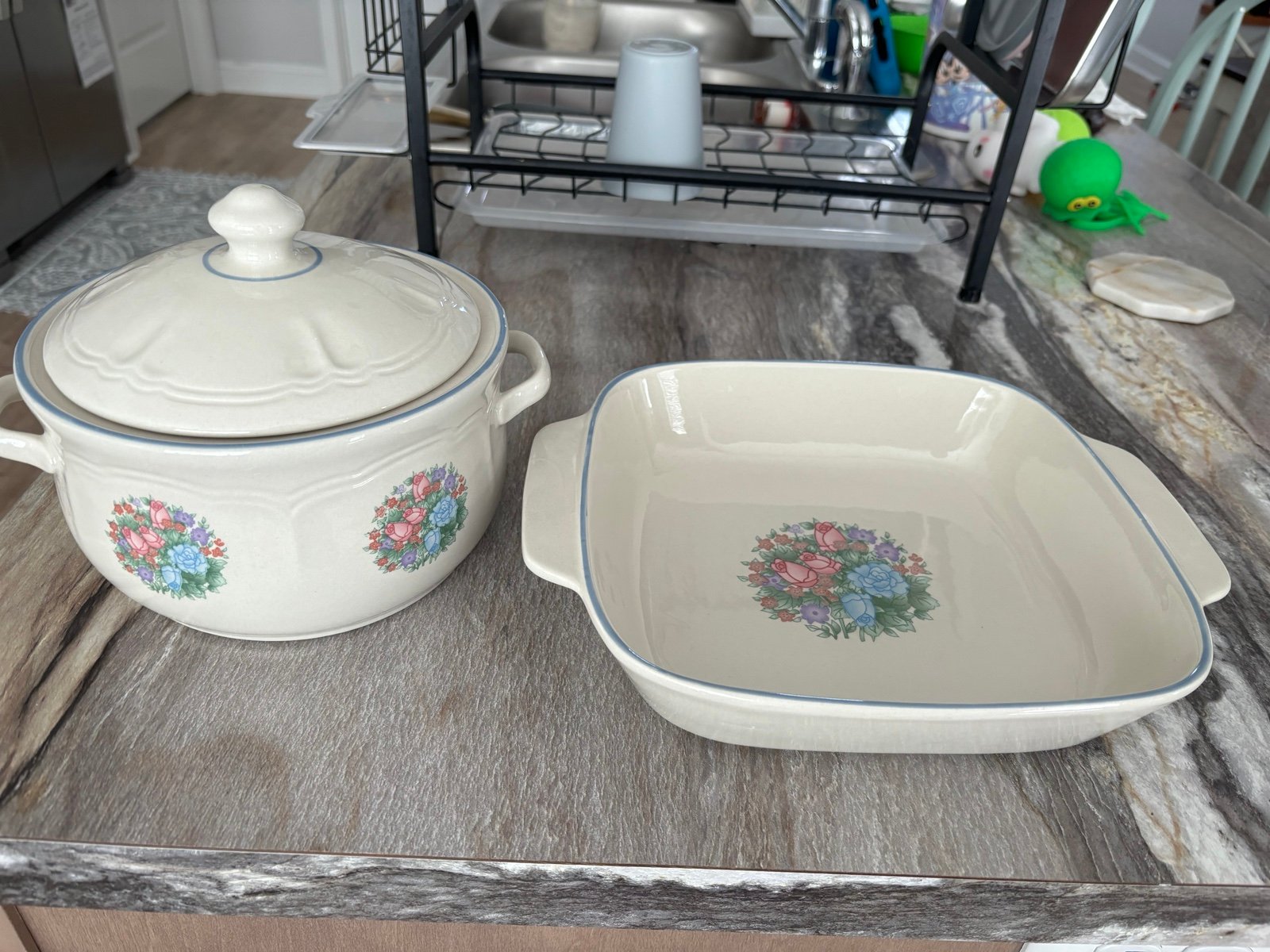 Vintage spring meadow casserole dishes