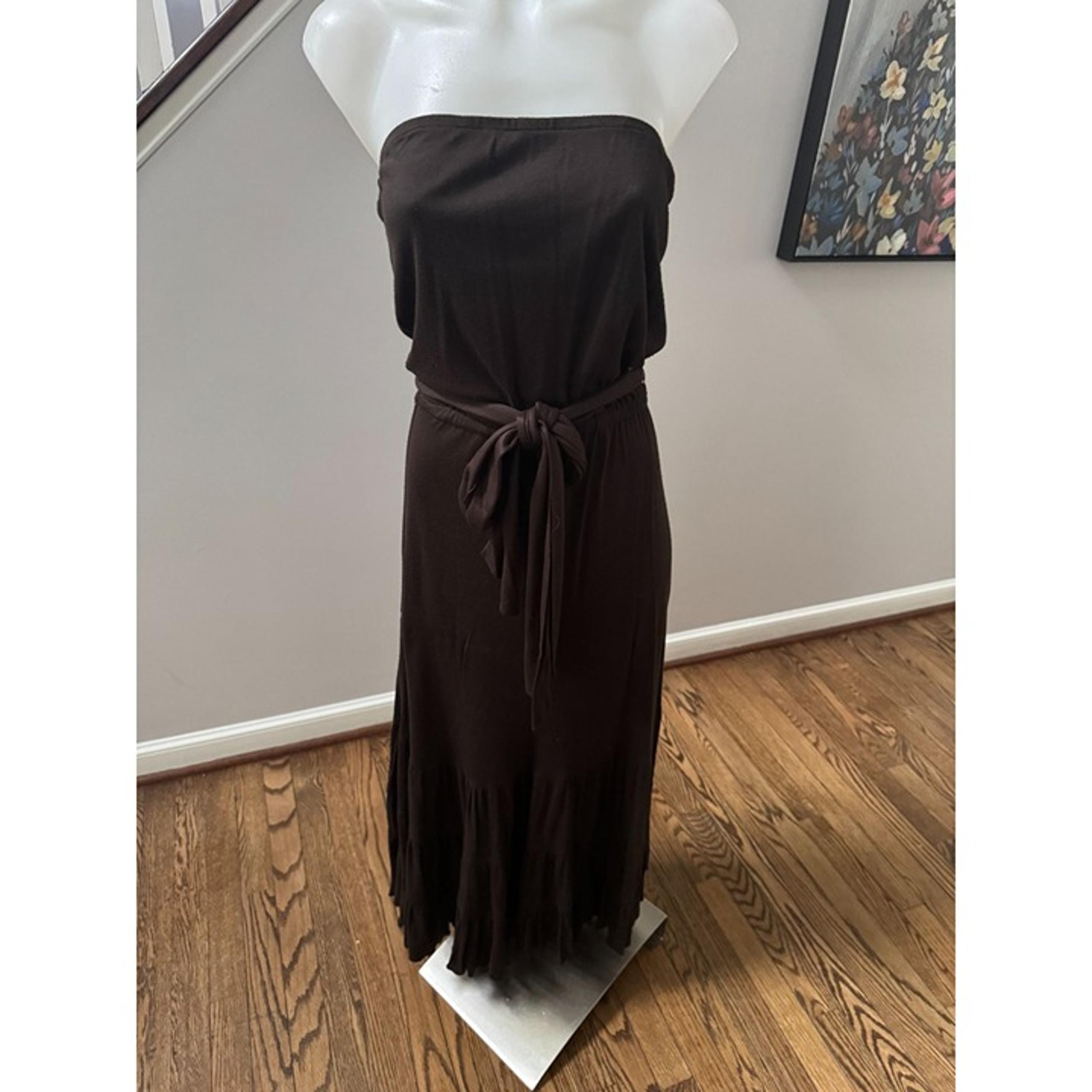 DVF Diane von Furstenberg Dark Brown Strapless Belted Maxi Dress Size 6