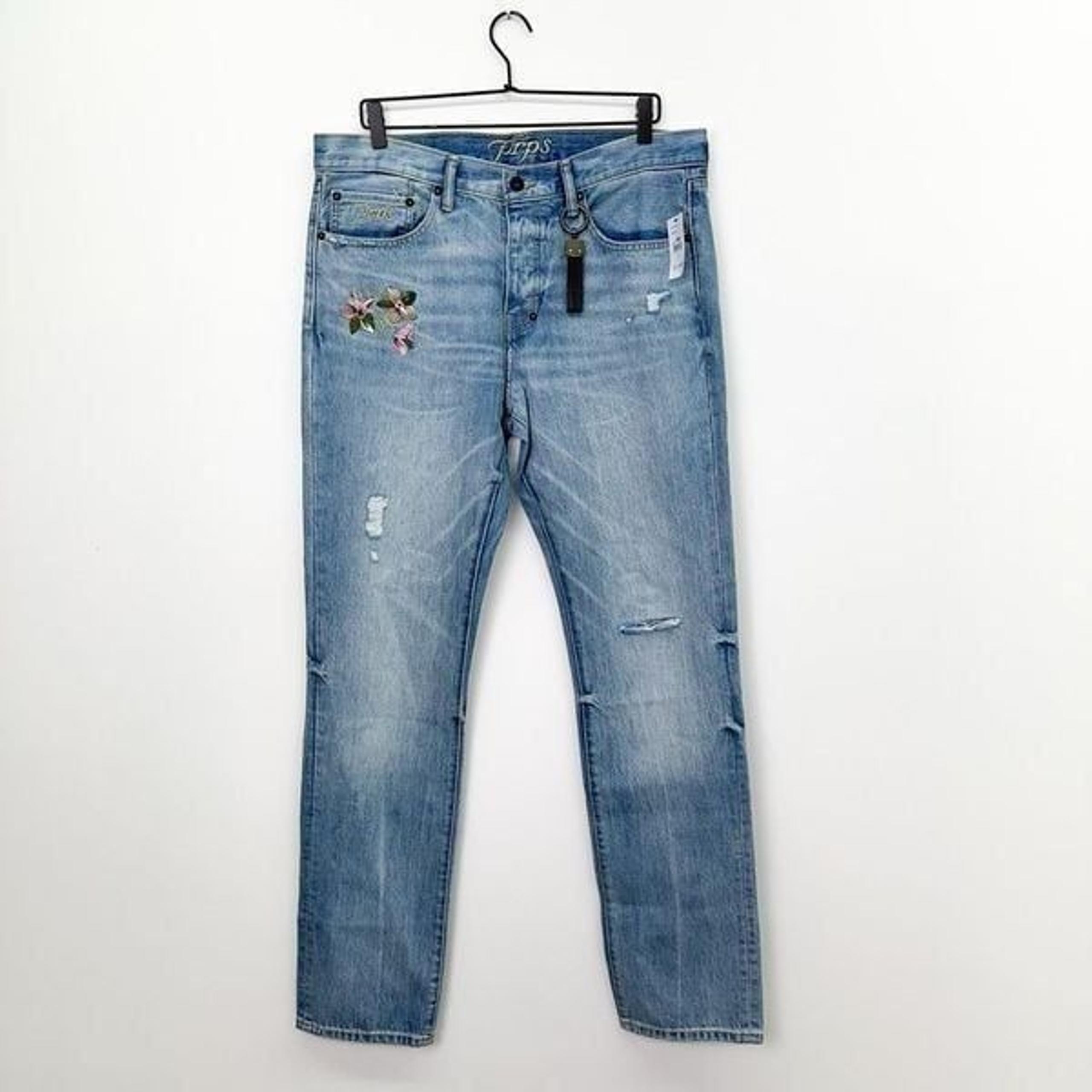 Prps Men’s Demon Peony Floral Embroidery Straight Leg Slim Fit Jean