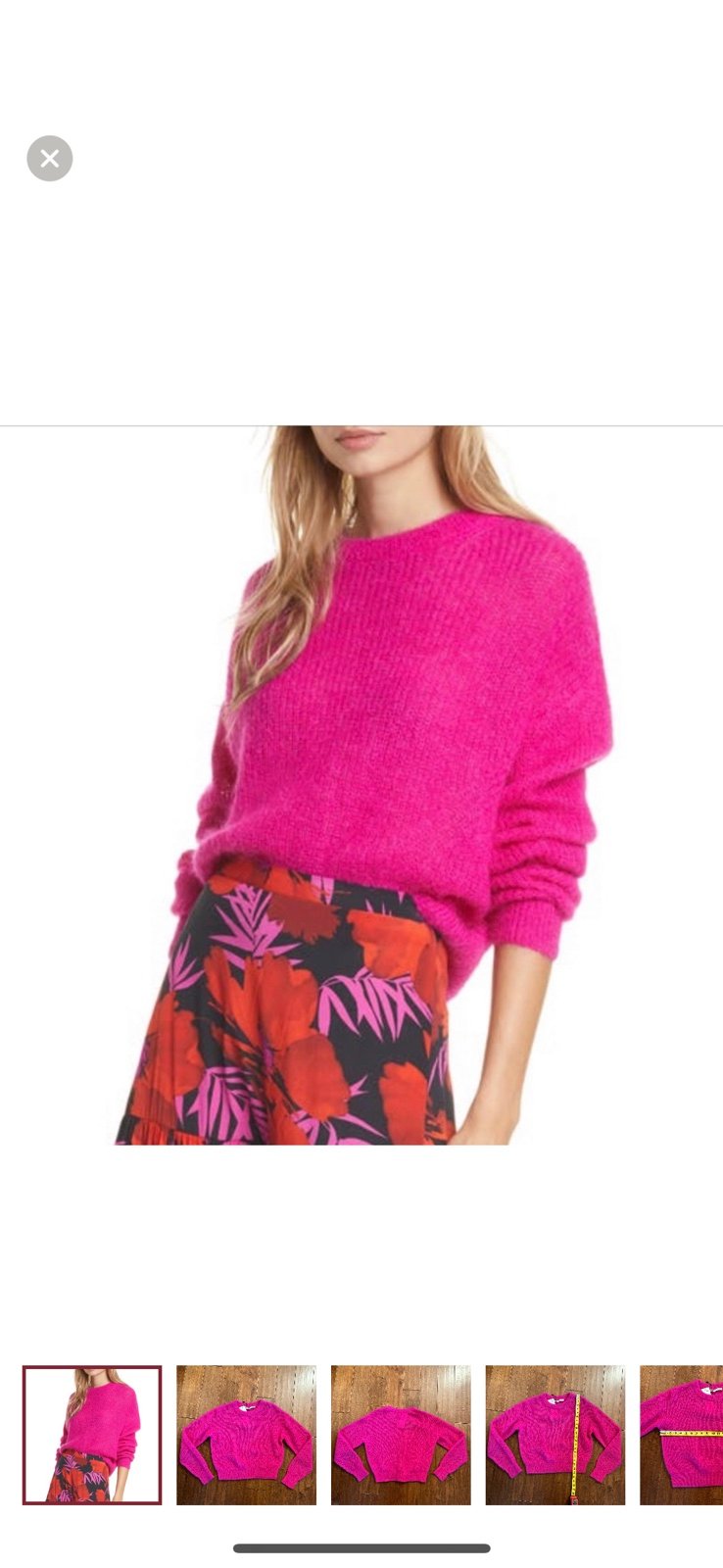 Veronica Beard Pink Melinda Mohair Crewneck Sweater Sz S