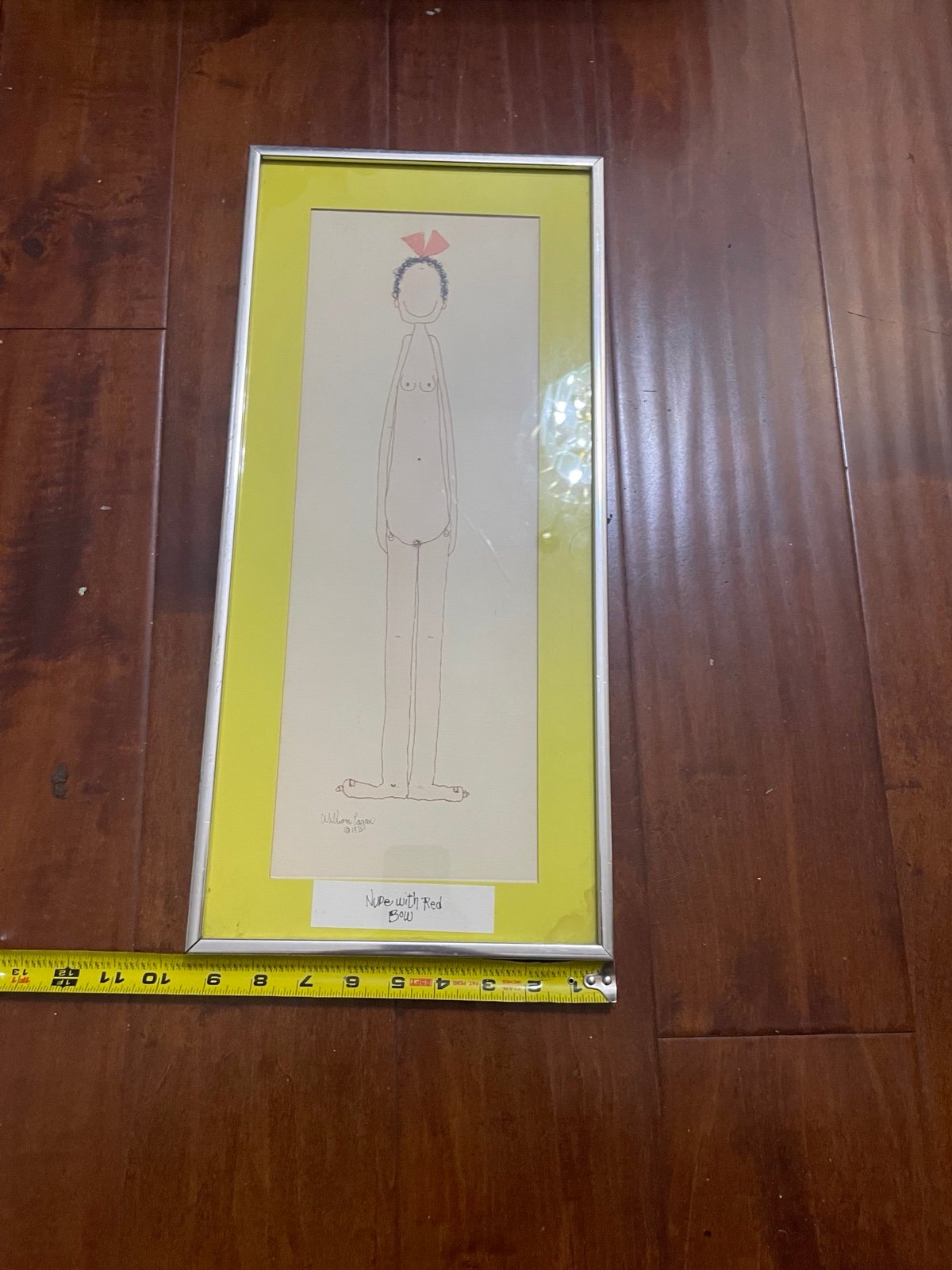 1975 Signed WILLIAM EAGAN Original Girl With A Red Bow 9x20 Framed