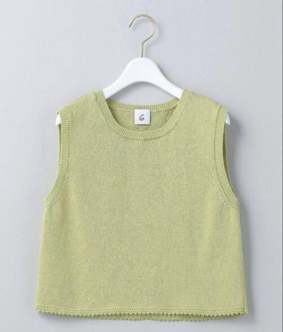 6(ROKU) BEAUTY & YOUTH UNITED ARROWS PICOT NO SLEEVE KNIT PULLOVER