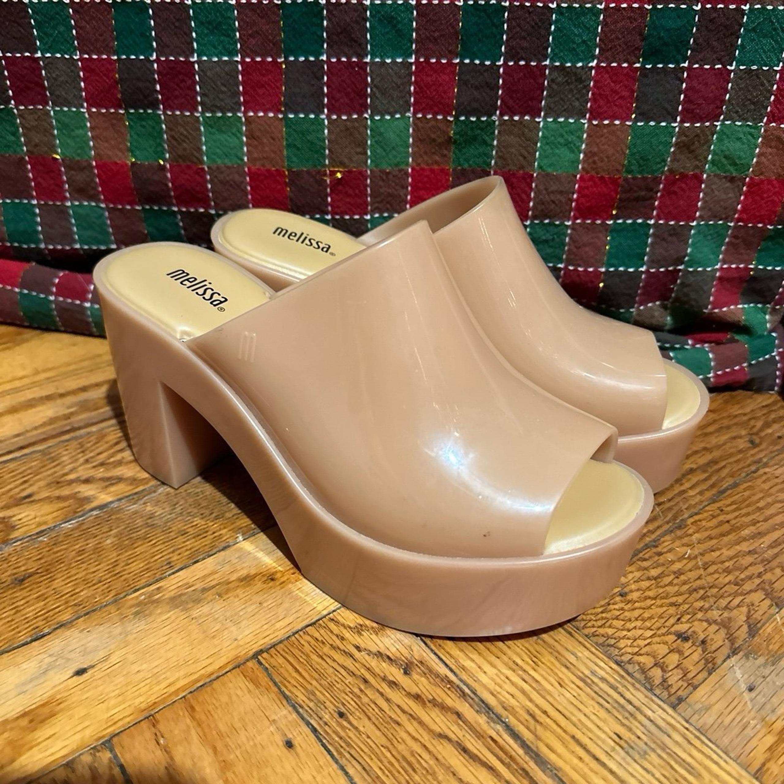 LAST CHANCE Melissa Nude Mule Heels Jelly Sandal size US 6 EUR 37 FAST SHIPPING