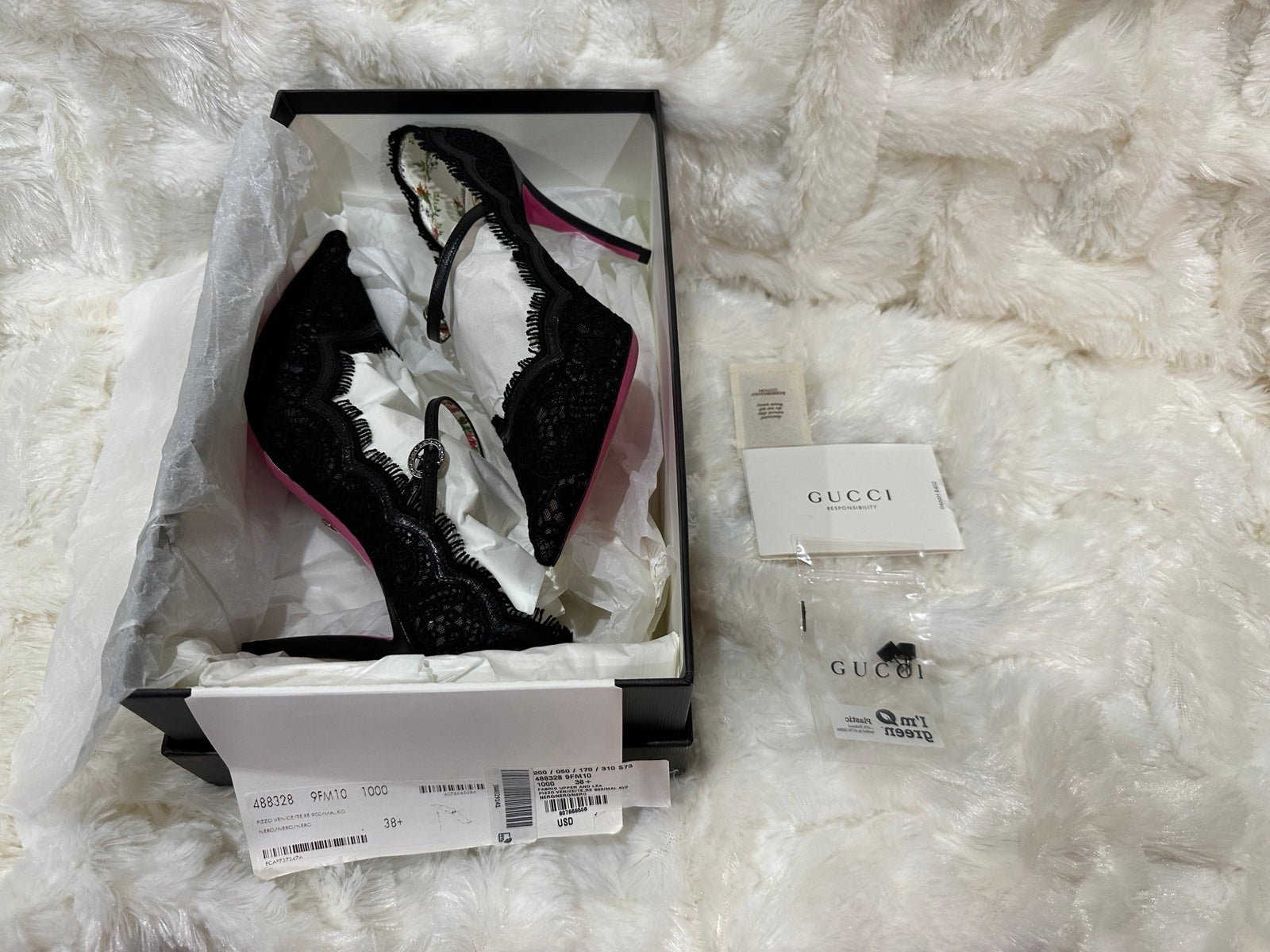 Gucci Virginia Black Floral Lace Heels