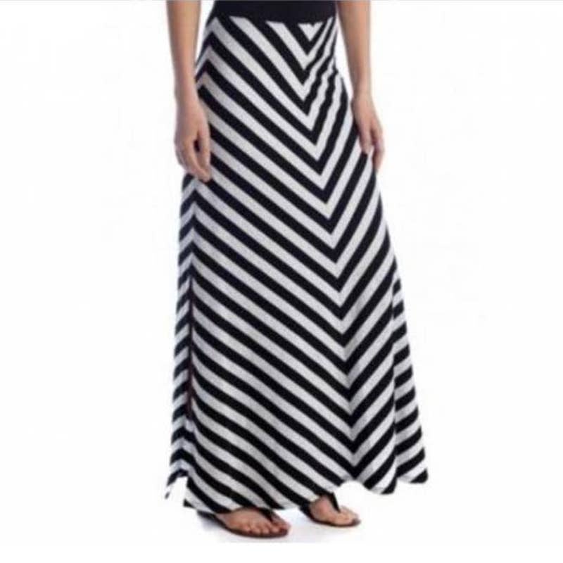 NWOT! Calvin Klein Performance Heather Gray/Black Chevron Stripe Maxi Skirt 1X