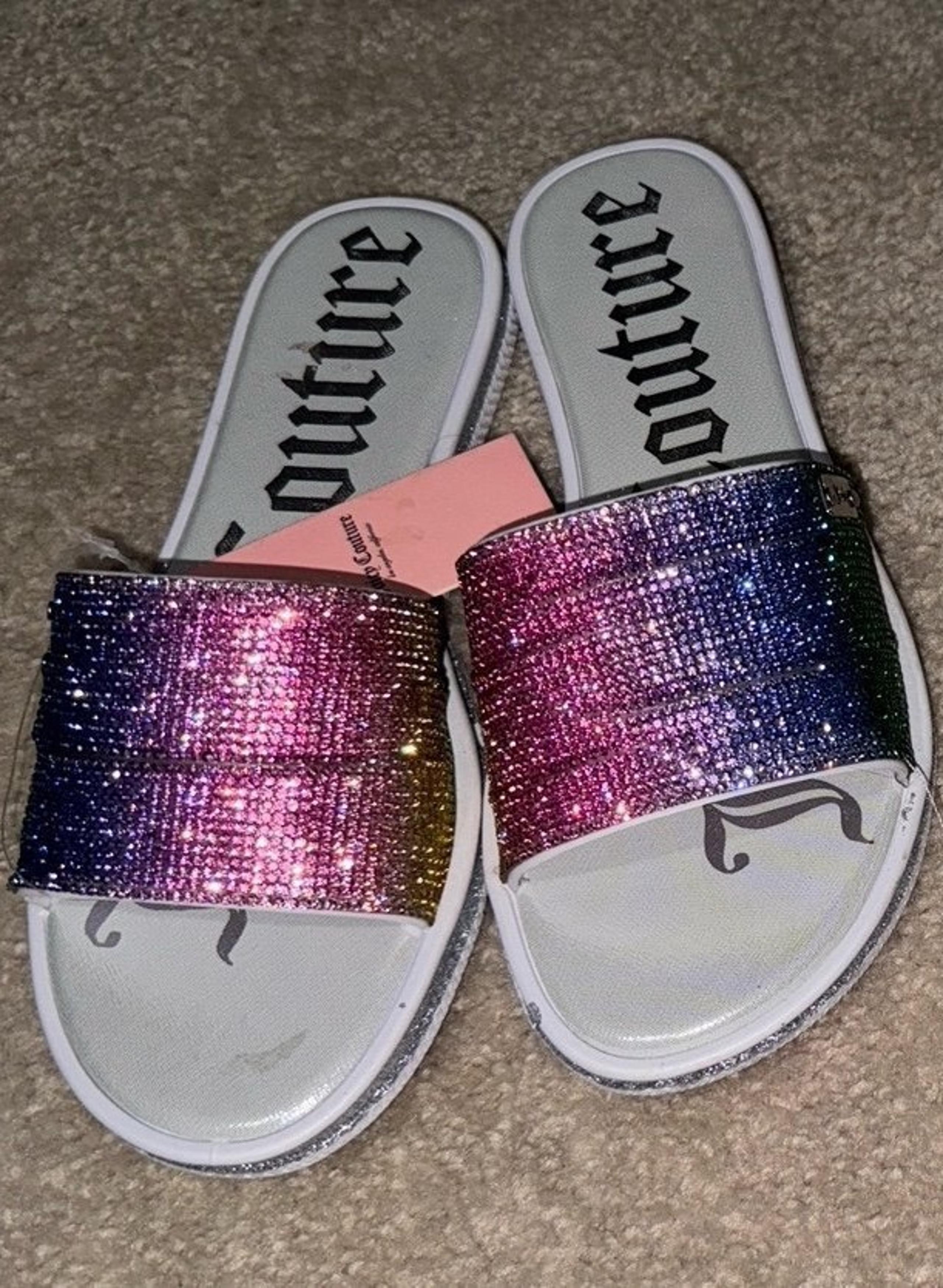 New juicy couture women size 7 sparkly sandals  rainbow