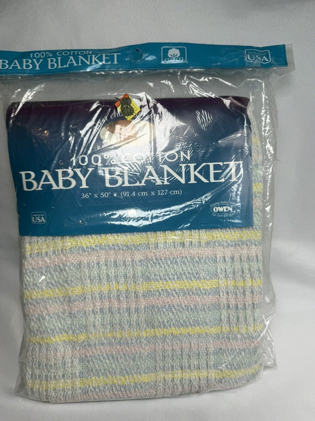 Owen Cotton Baby Infant Blanket Pastel NEW 100% Cotton 36 X 50” NOS