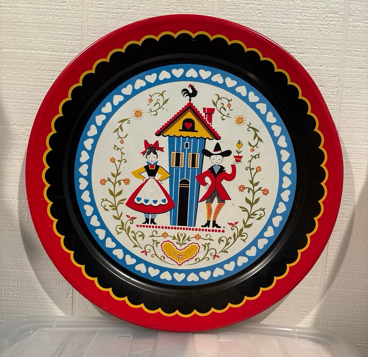 Vintage tin Scandinavian tray large approx 19 inches