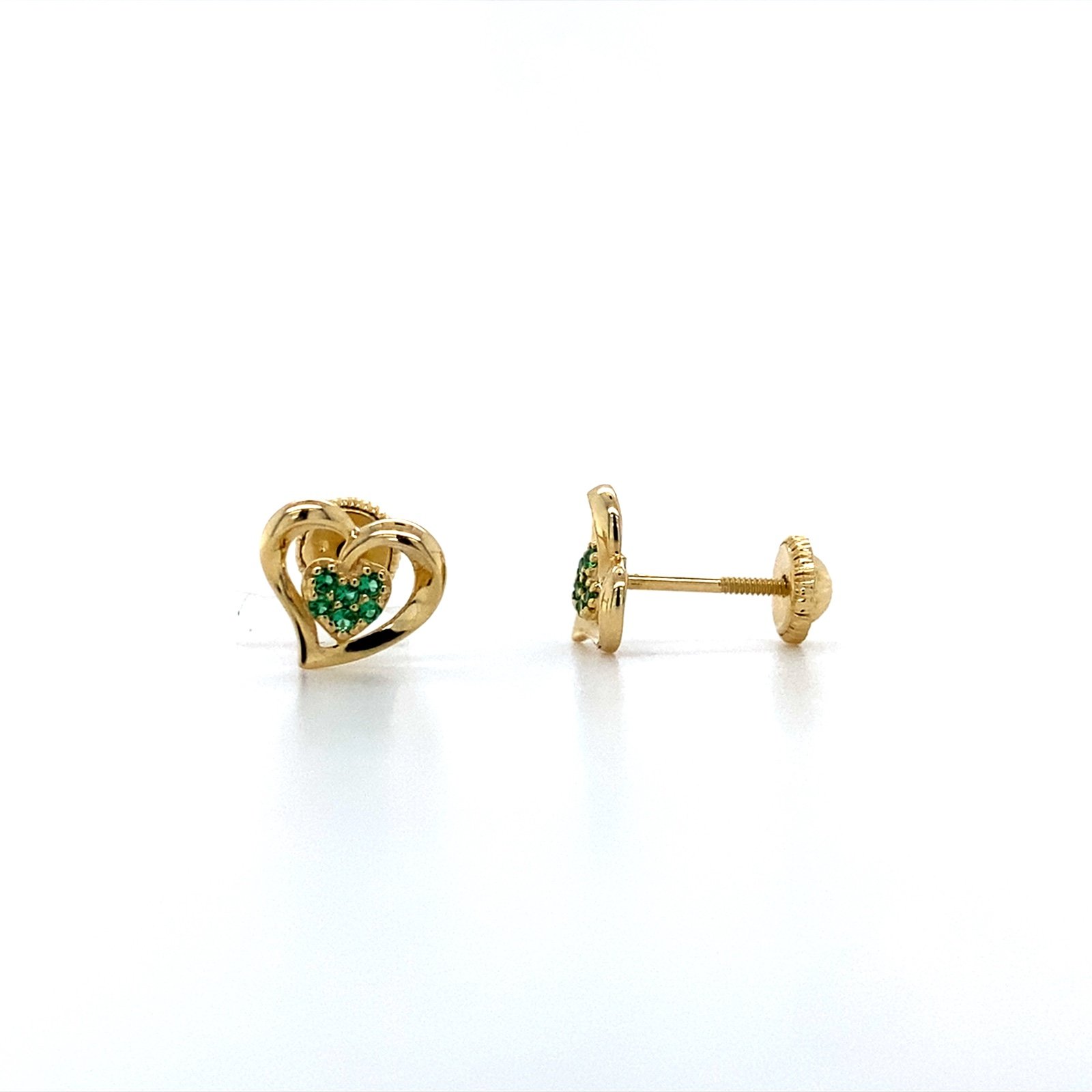 14K Yellow Gold Heart Shaped Earrings