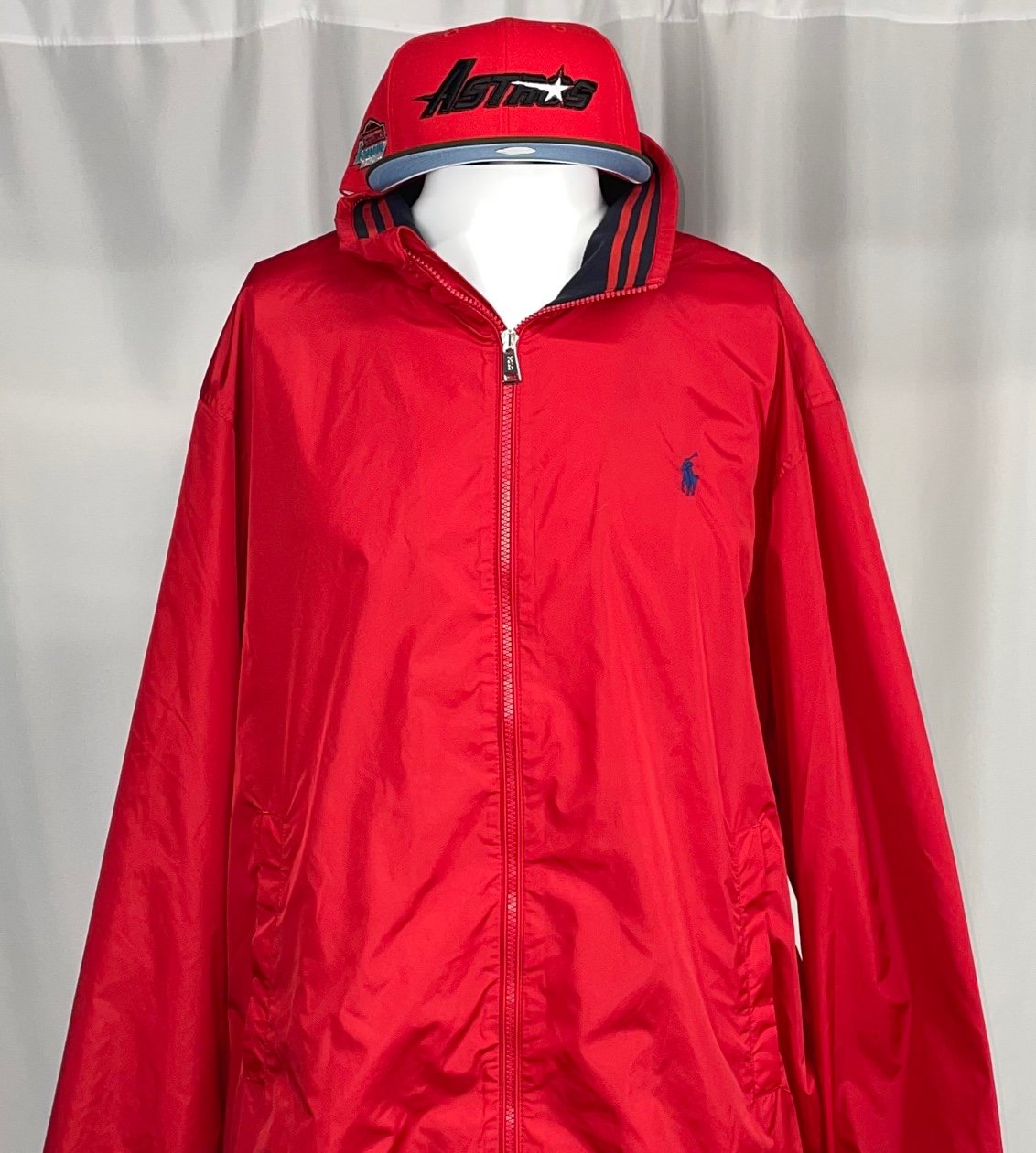 New XLTall Polo Ralph Lauren Full Zip Red Polo On Neck Windbreaker Jacket Coat