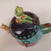 Floral Frog Sitting Dragonfly Teapot House of Hatten Peggy Fairfax