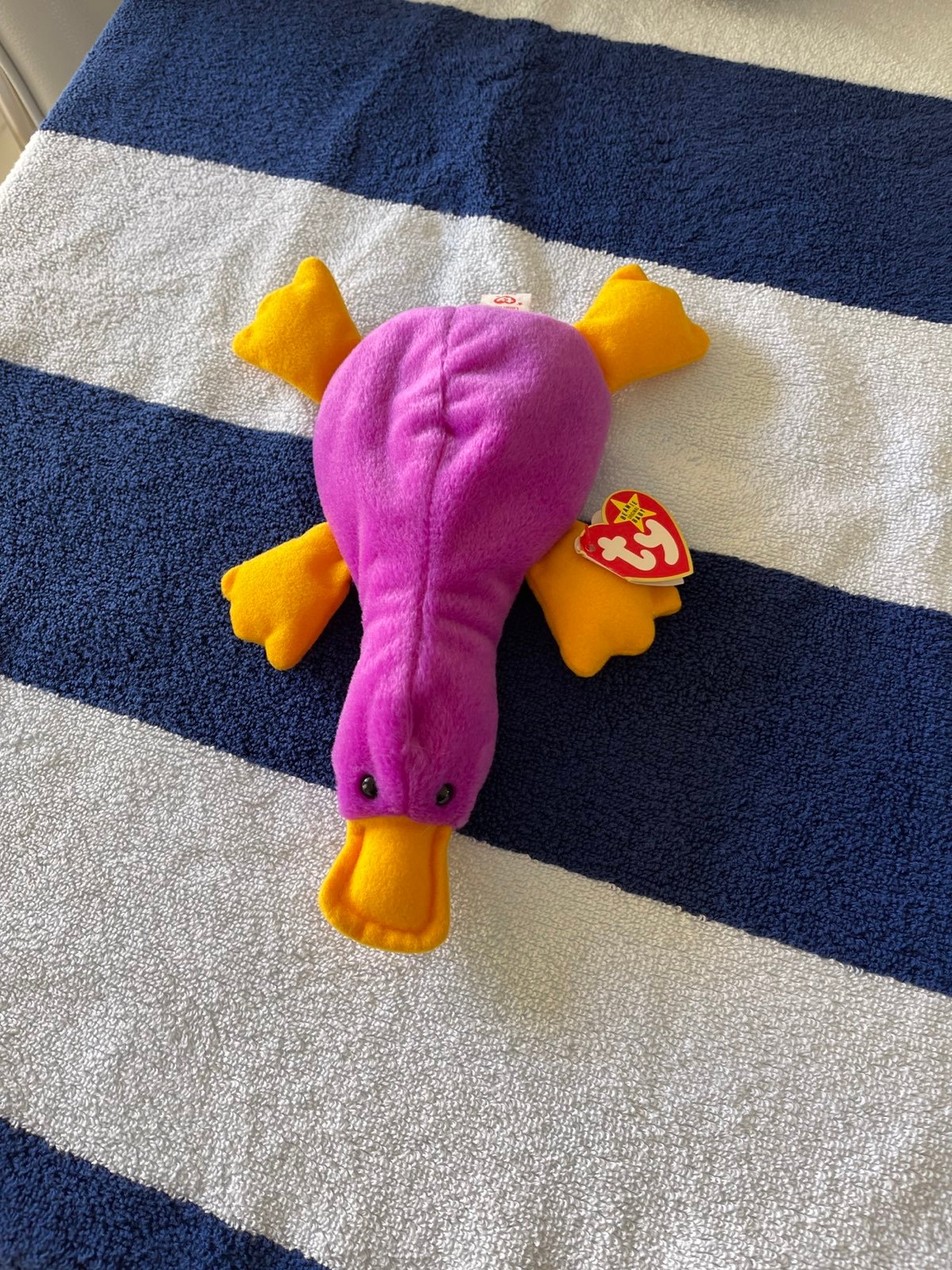 Ty Beanie Baby Patti the Platypus 1993 Retired RARE, PVC Pellets Mint w/ Errors