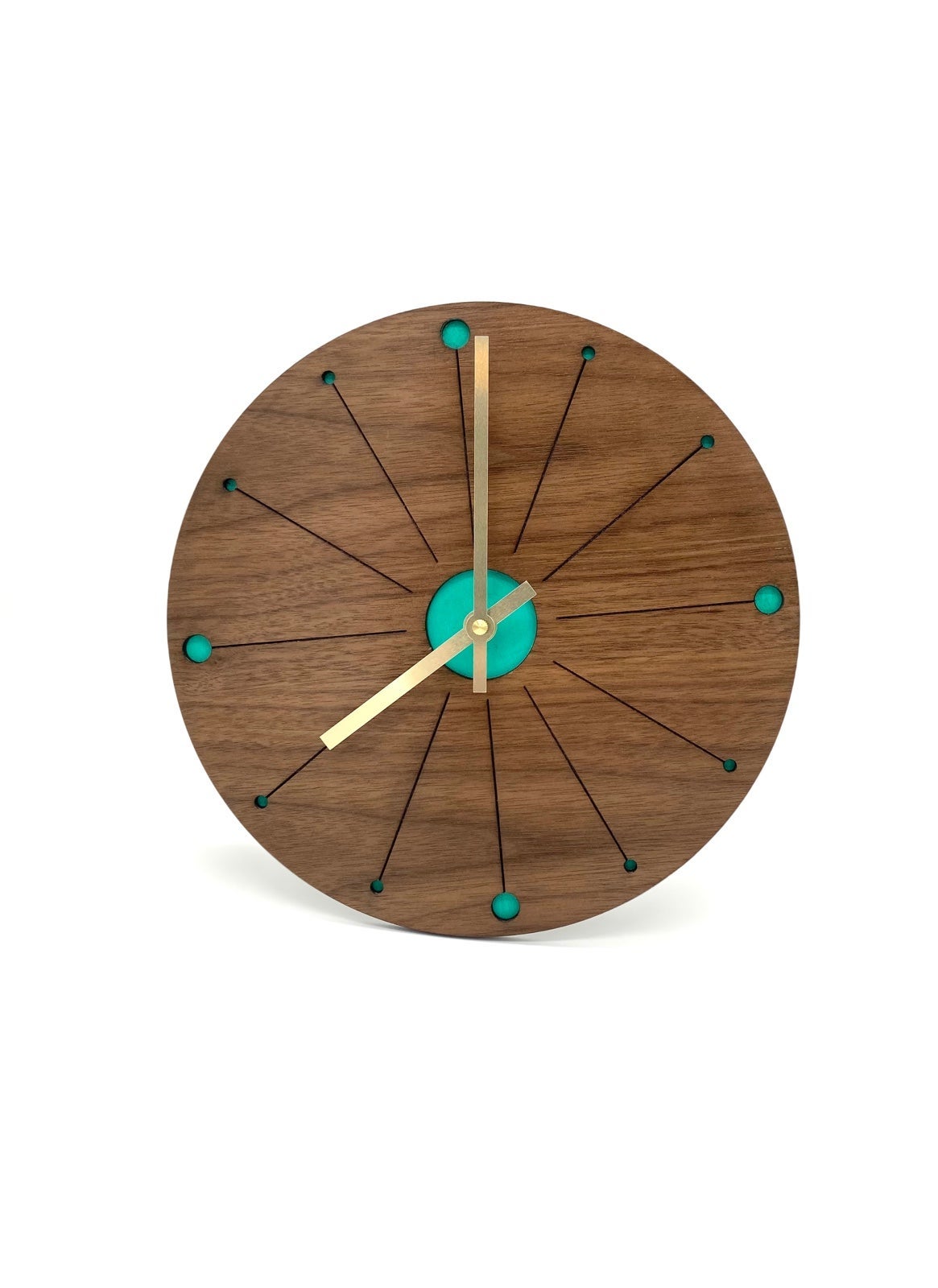 Atomic Starburst Walnut Vintage Retro 60s Clock