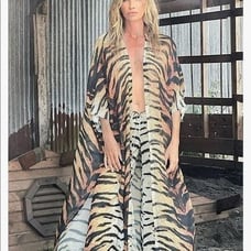 NEW Chiffon Tiger Striped Kimono Coverup