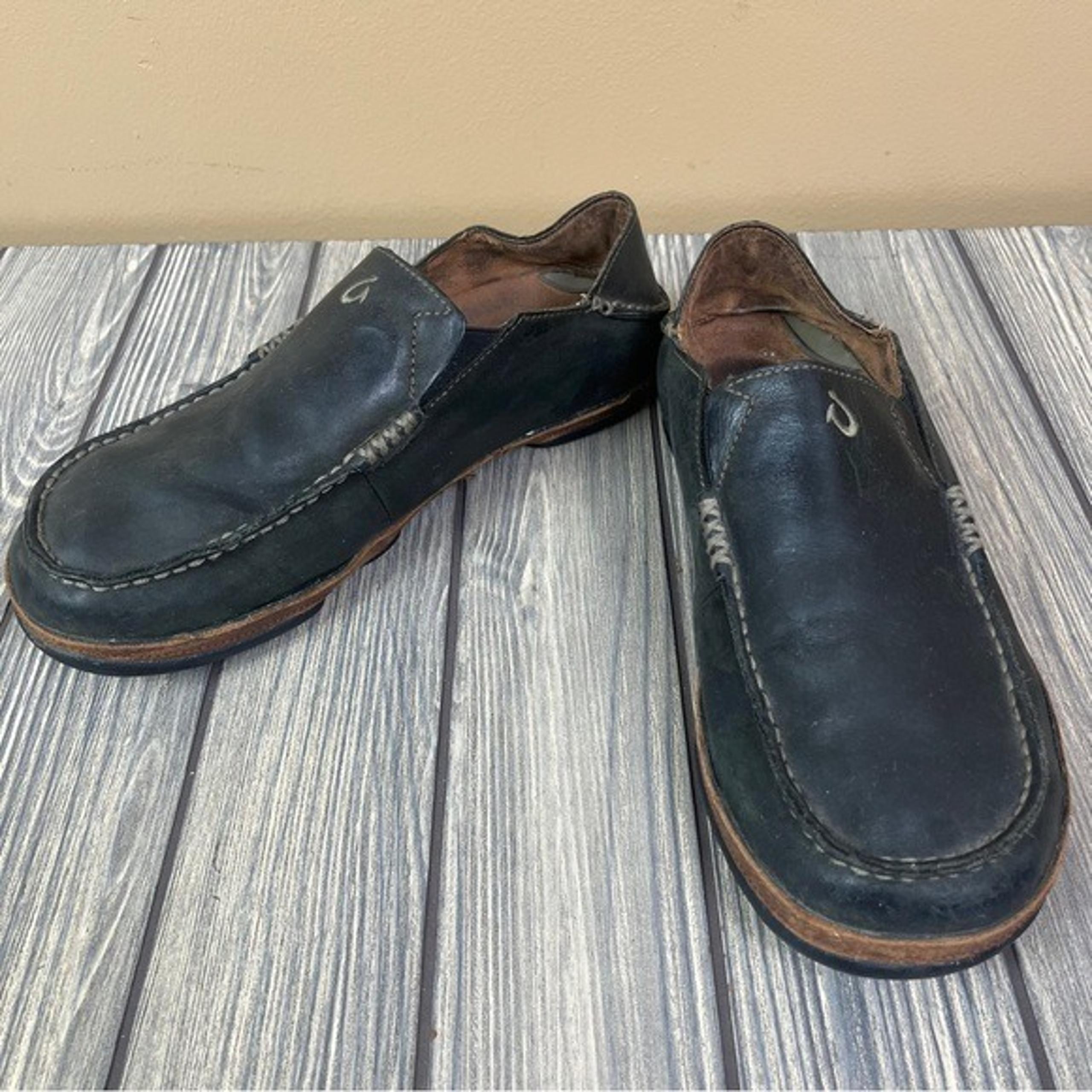 Olukai Men's Moloa Black Shoes Size 9.5
