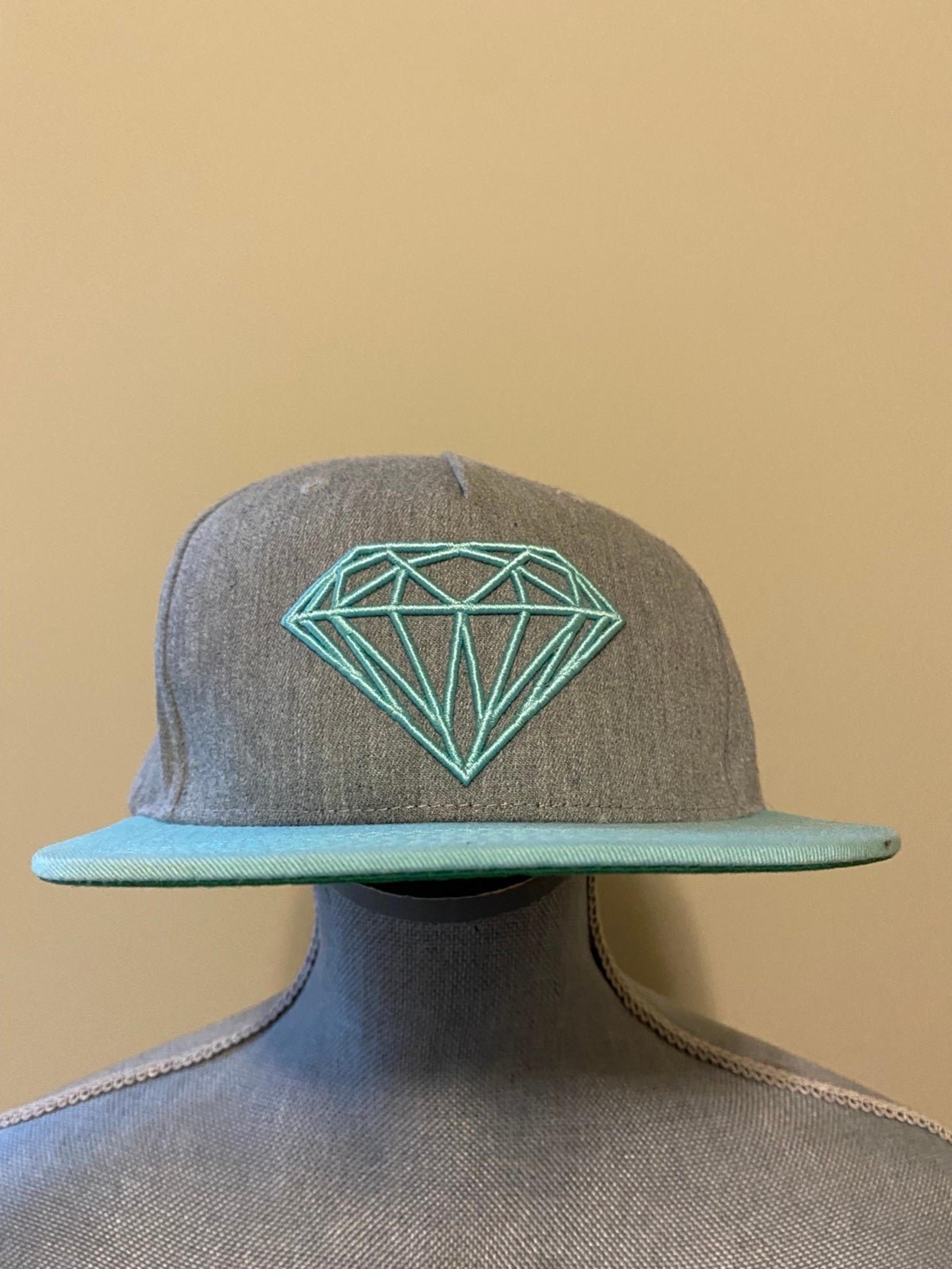 Diamond Baseball Hat Cap SnapBack Grey Blue Cotton Unisex Golf