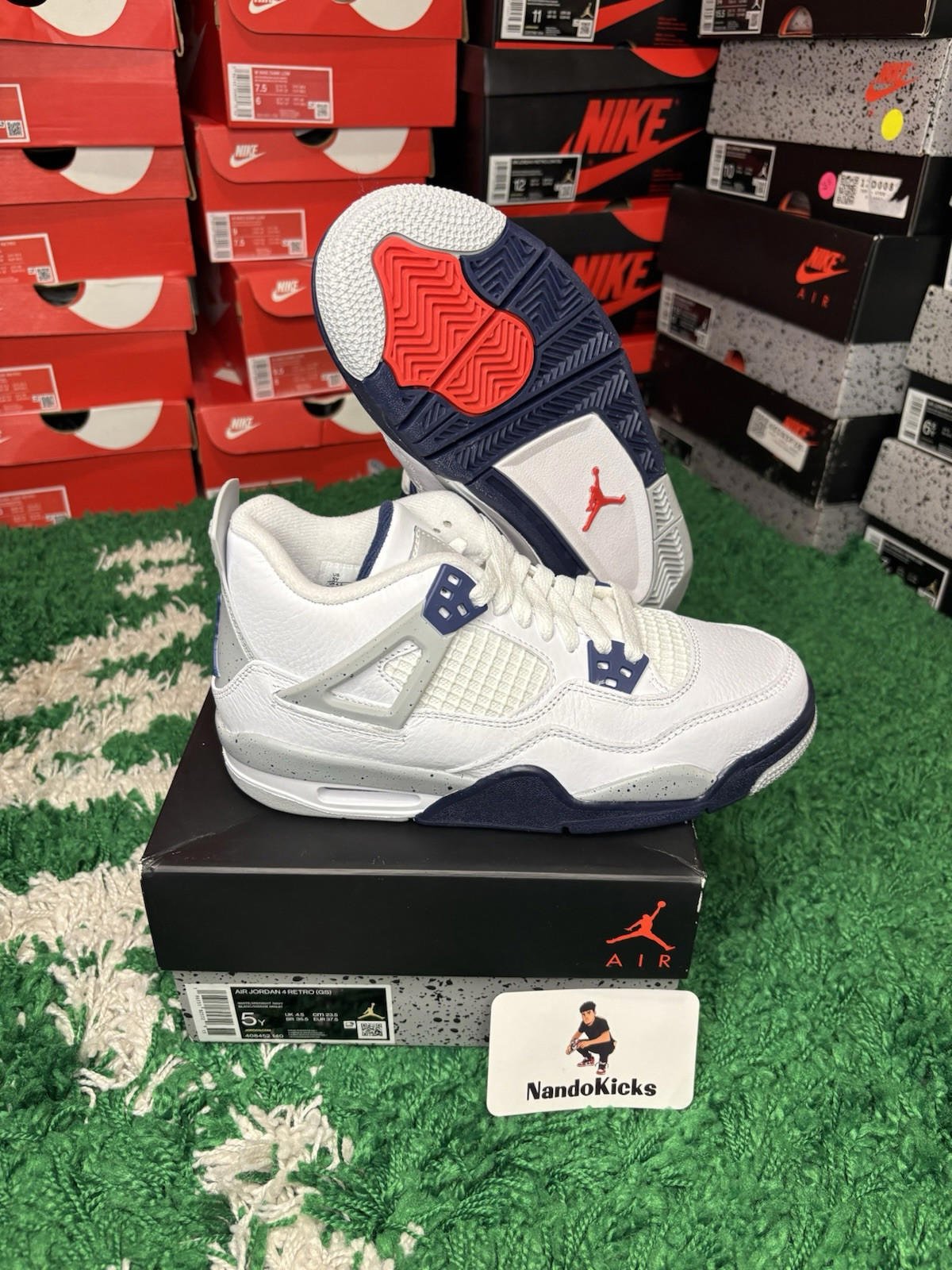 Nike Air Jordan 4 Retro GS Midnight Navy 408452-140 Size 5Y/6.5W