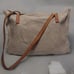 Vintage BREE Natural Leather And Raw Linen Bag, made in Germany