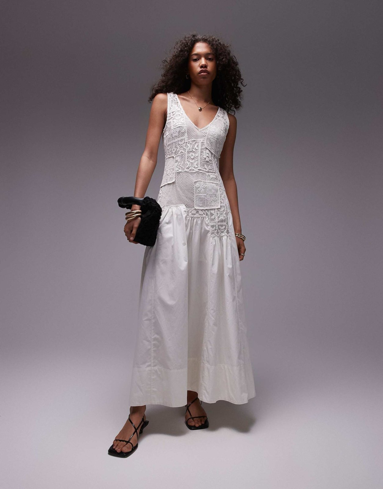 NWT Asos Topshop premium sleeveless eyelet midi dress in ivory. Size 8