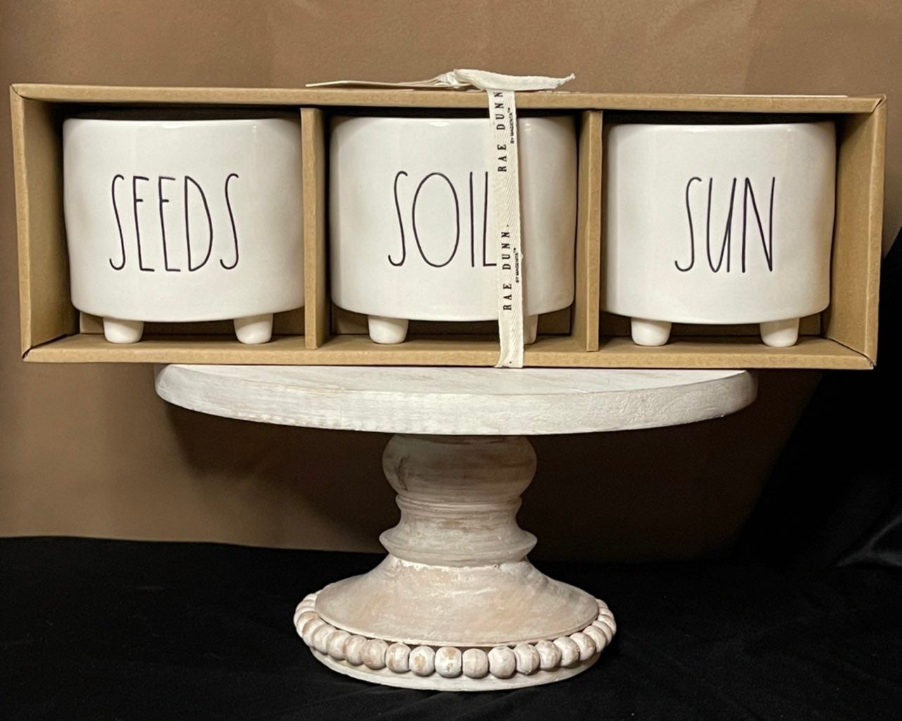 Rae Dunn SUN SEEDS SOIL 3-planters set