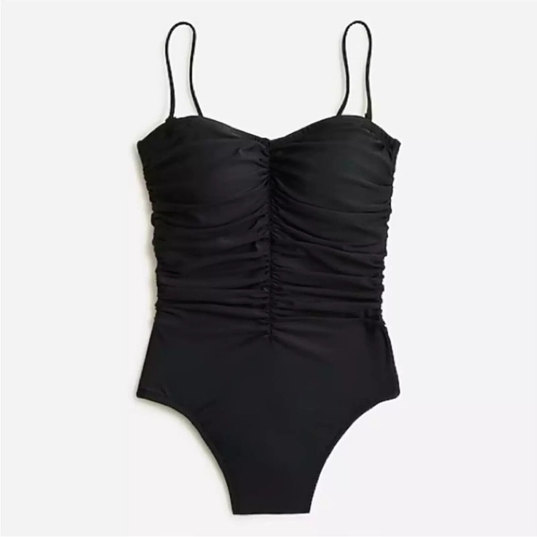 J. Crew Ruched Sweetheart One Piece Swimsuit Bathing Suit Black NWT Plus Size 22