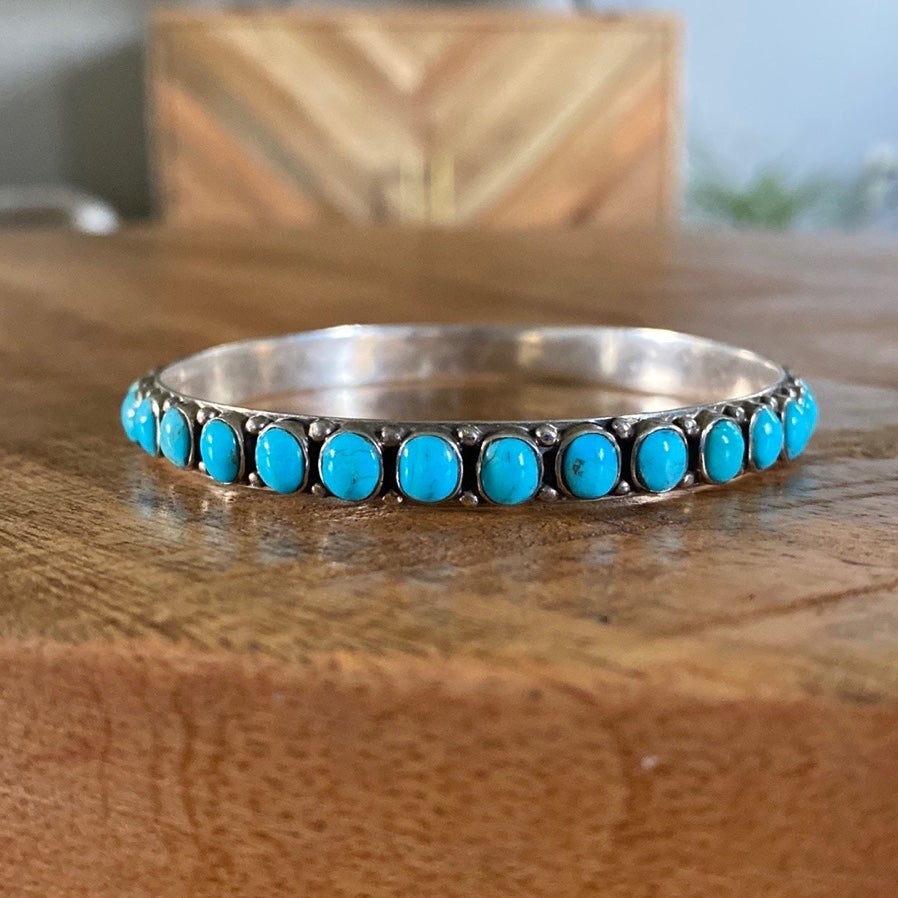 Turquoise Bangle Bracelet Stamped “T 925 Philippines”