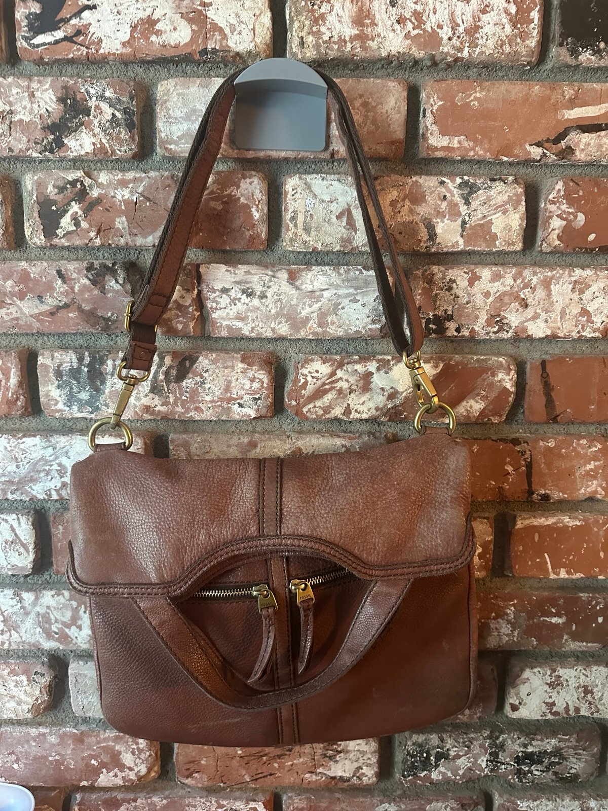 Fossil Erin Foldover Leather Tote Crossbody Bag