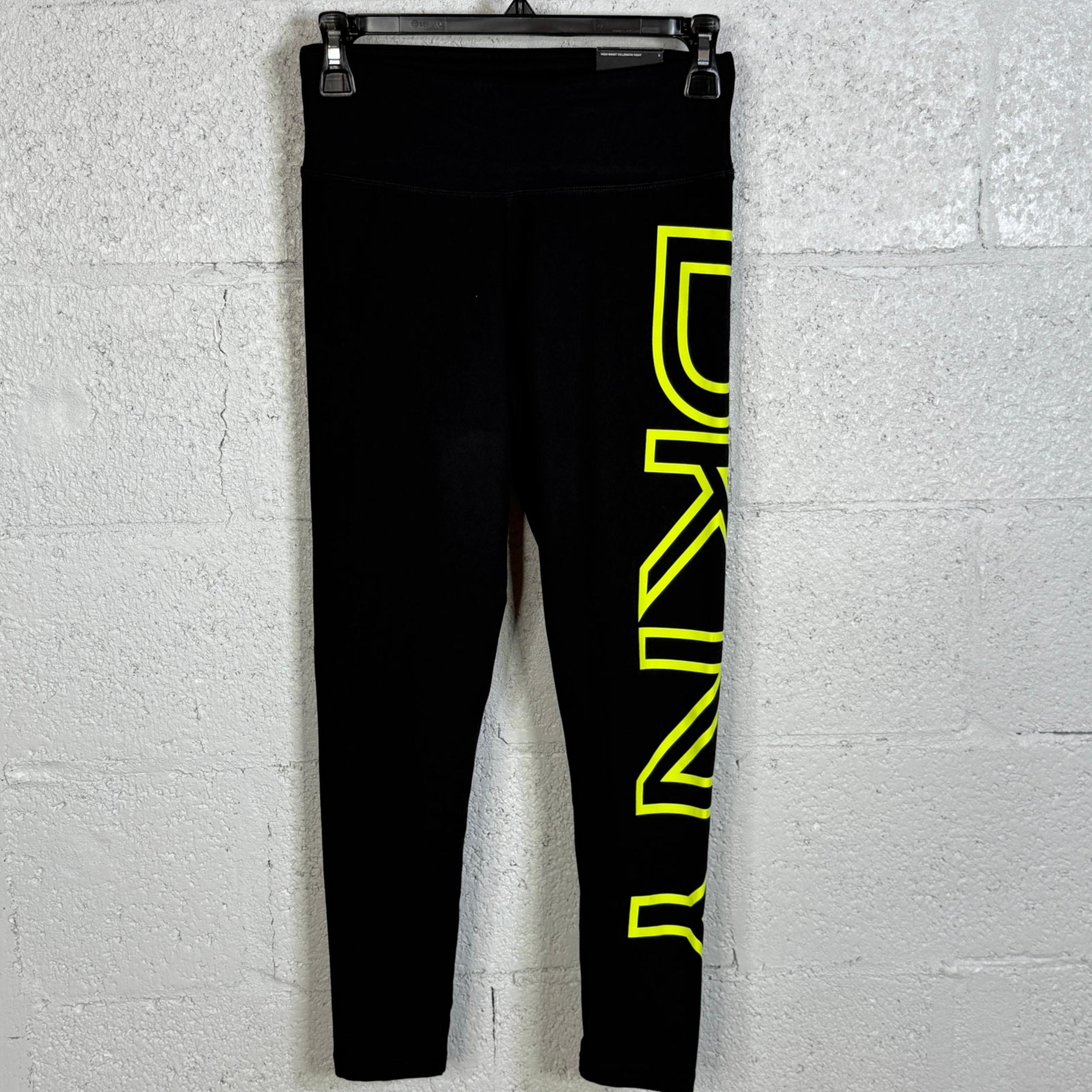 Dkny Sport Women's High-Waist Logo-Print 7/8 Leggings - Black/Zest Logo Small