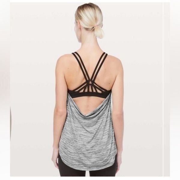 Lululemon Moment To Movement 2-In-1 Tank Space Dye Camo Black White / Black Sz 4