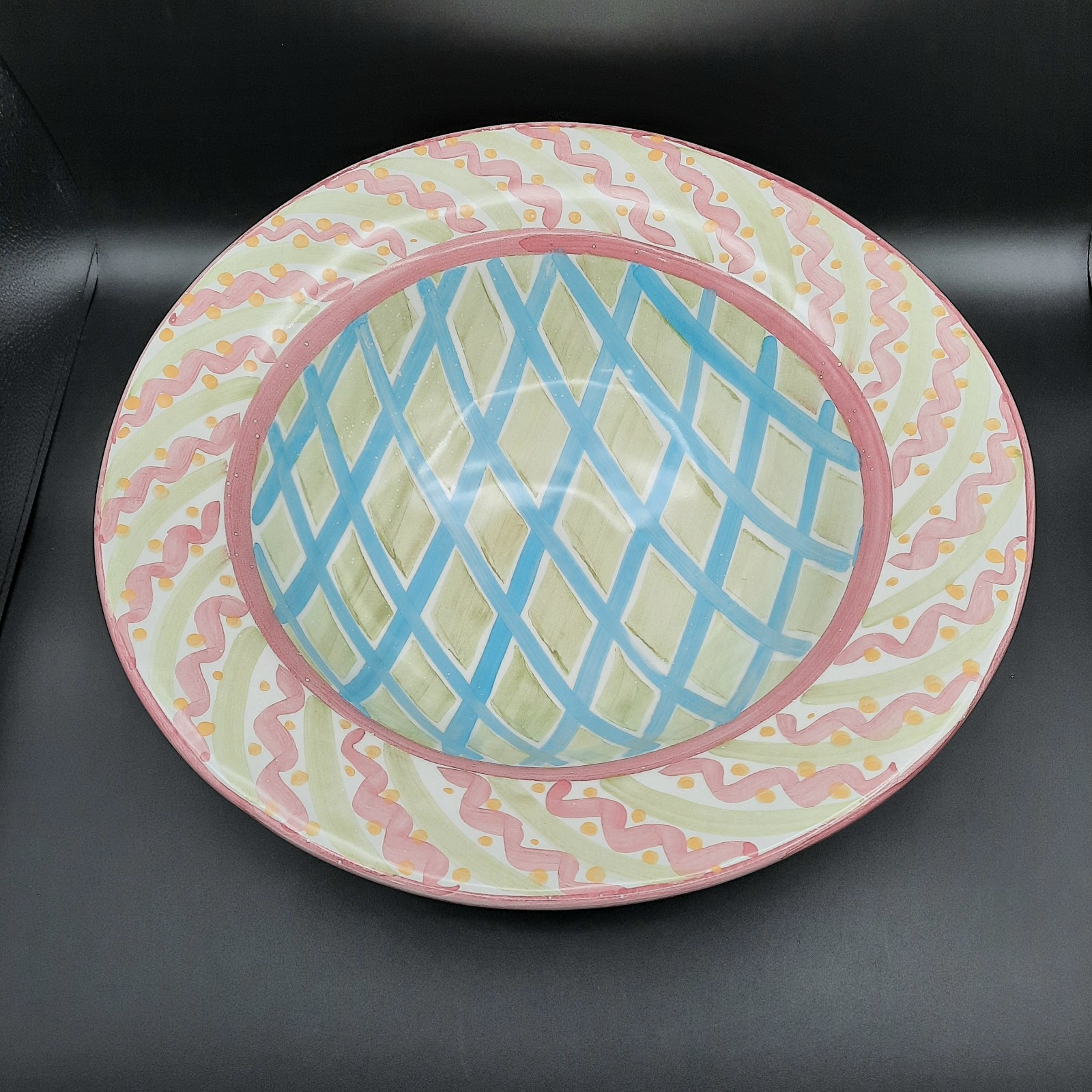 Mackenzie Childs Walcourt Charmian Large Serving Pasta Bowl Rare HTF